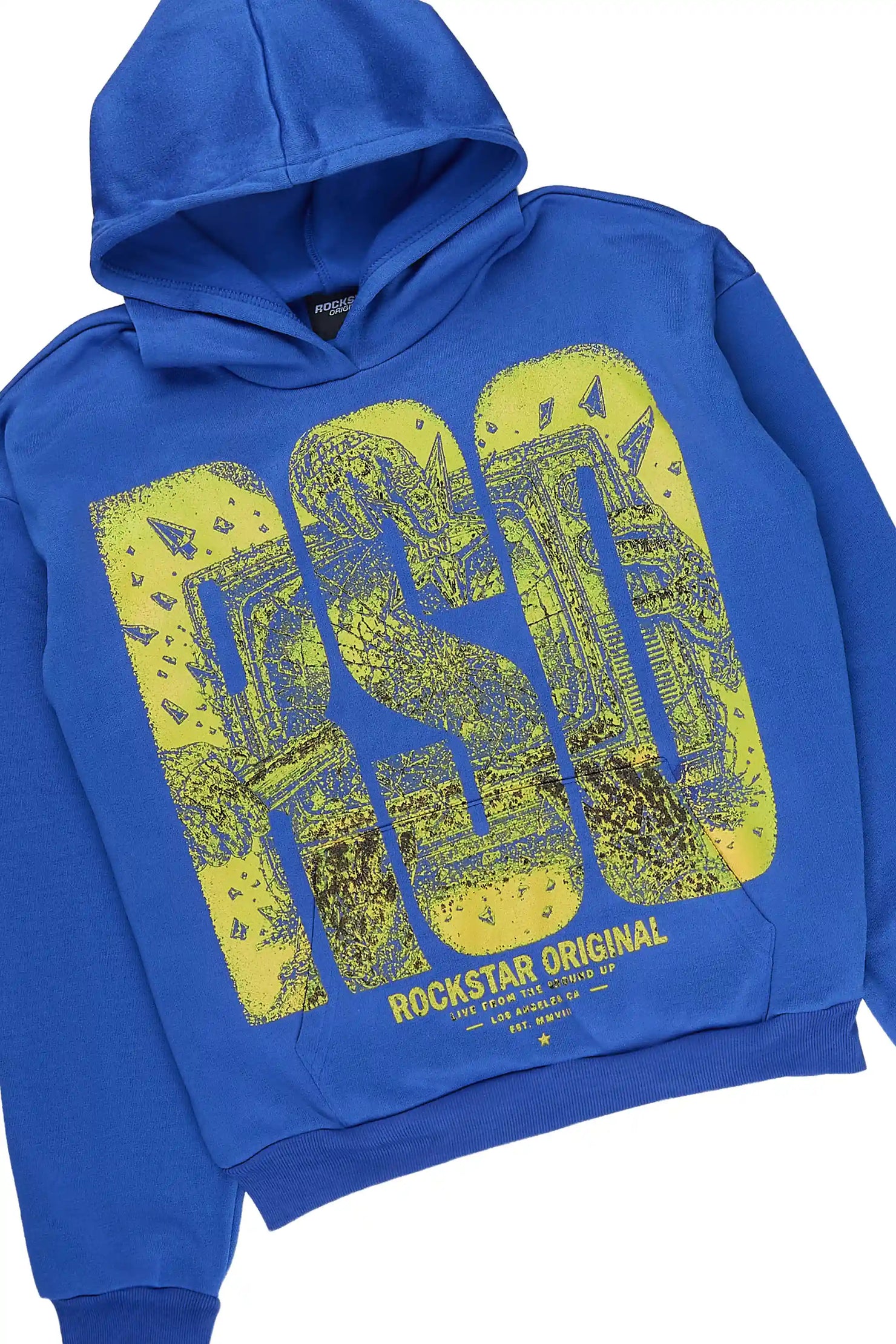 Boys Brando Royal/Orange Stacked Hoodie Track Set