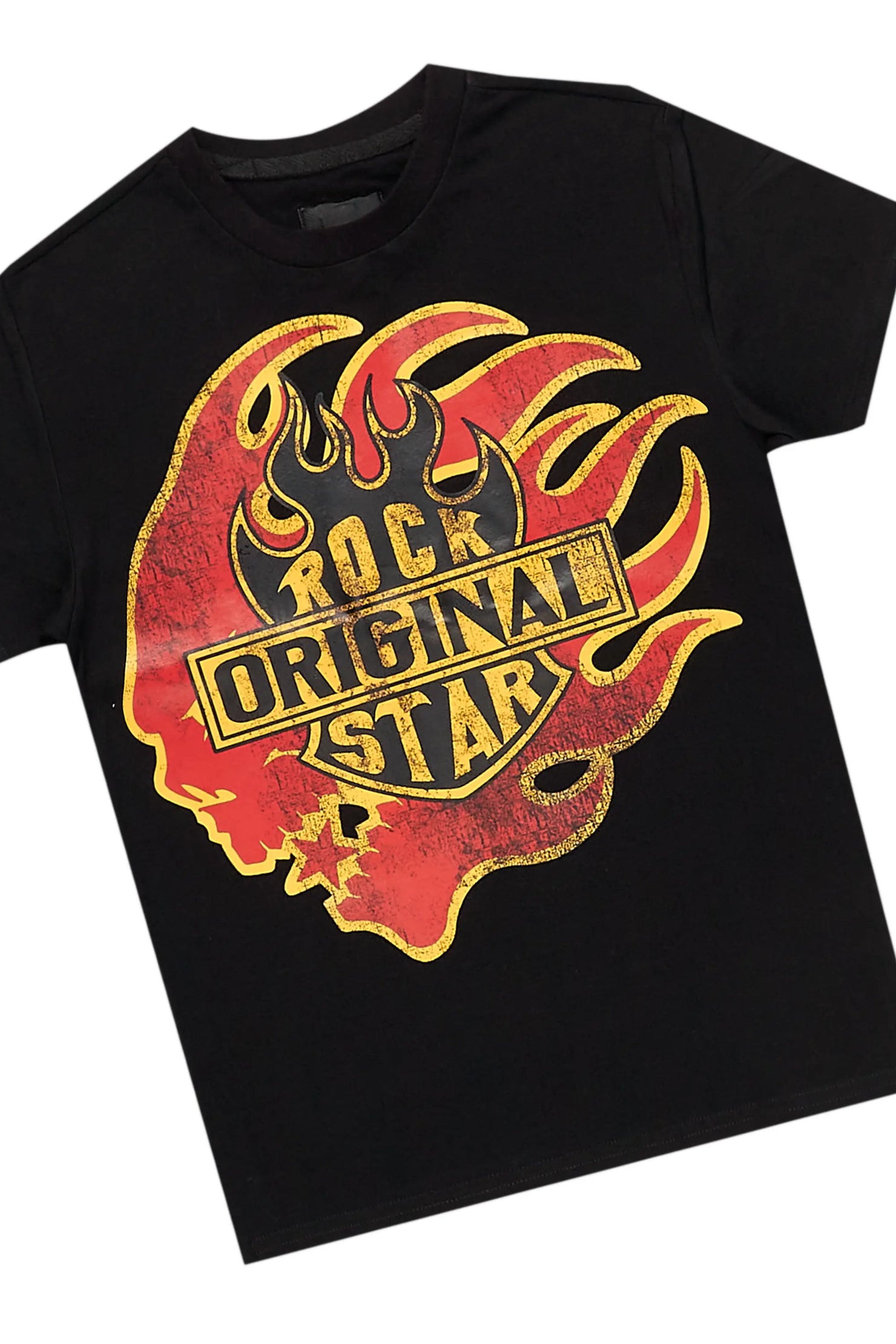 Boys Laran Black/Camo T-Shirt/Stacked Flare Jean