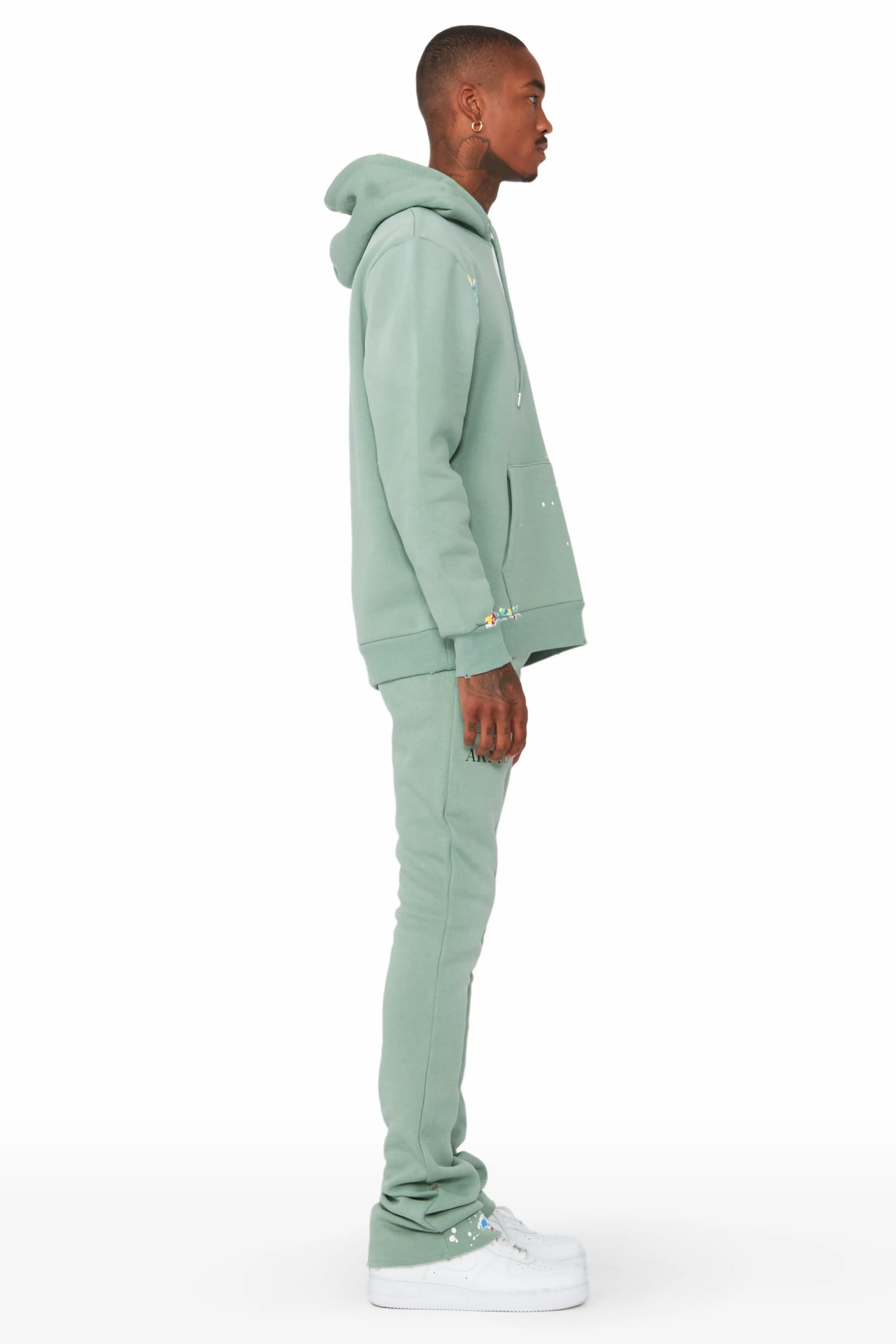 Rockstar Art Dist. Sage Hoodie/Stacked Flare Set