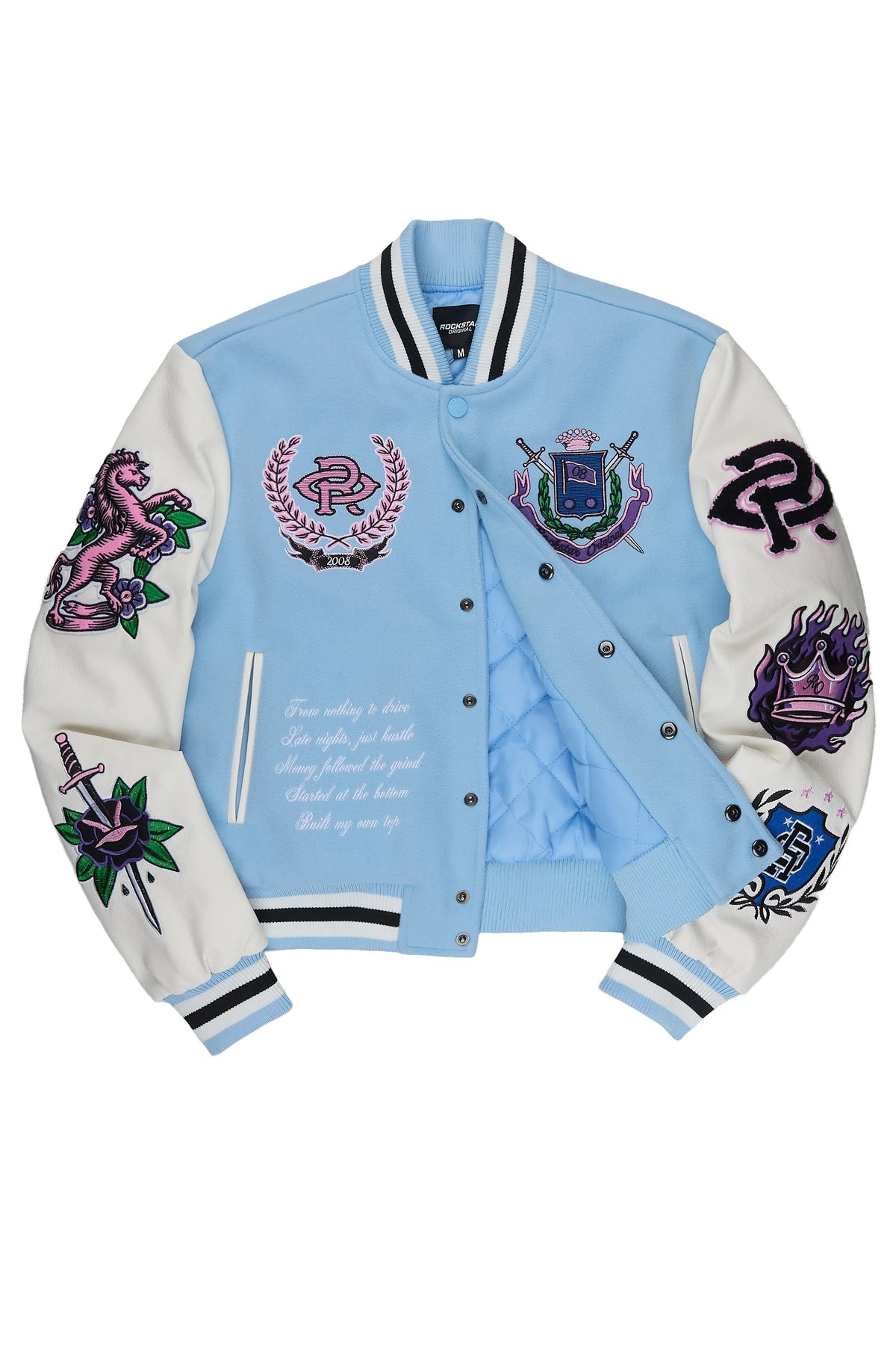 Althene Baby Blue Oversized Varsity Jacket