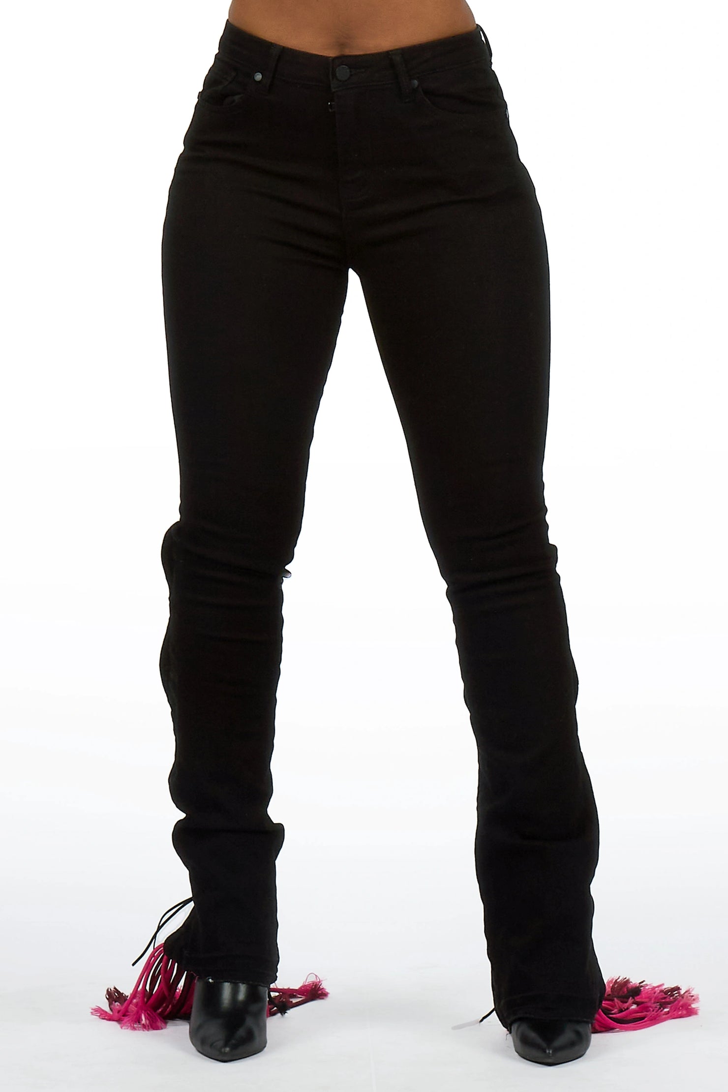 Ottiana Black/Pink Stacked Flare Jean