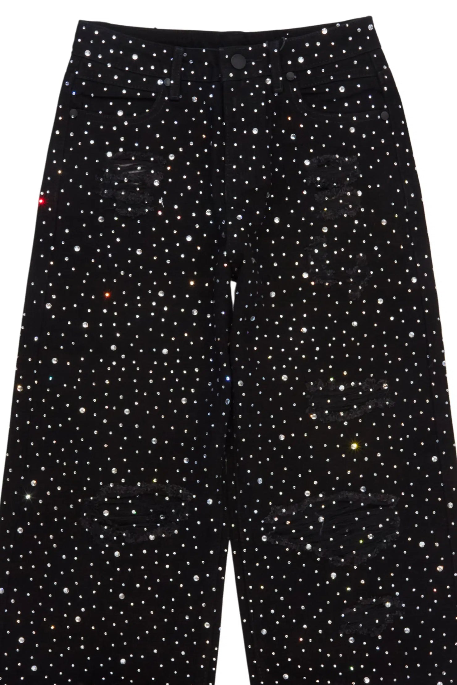 Boys Discolite Jet Black Rhinestone Baggy Jean