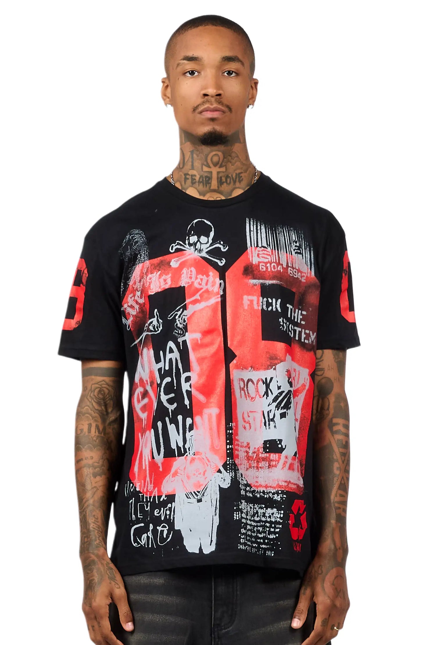Grill 2.0 Black/Red Oversized Graphic T-Shirt