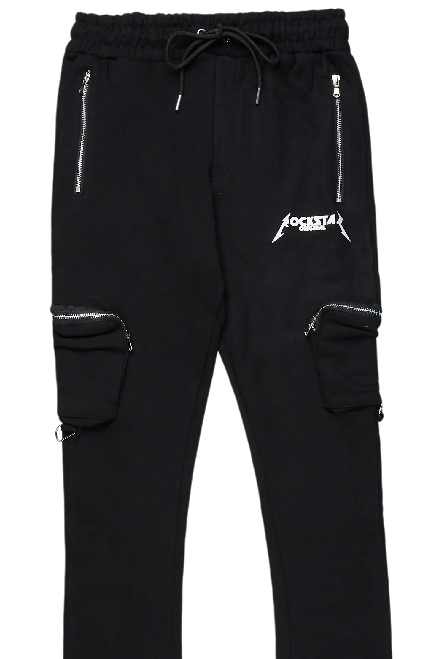 Colin Black Stacked Flare Track Pant