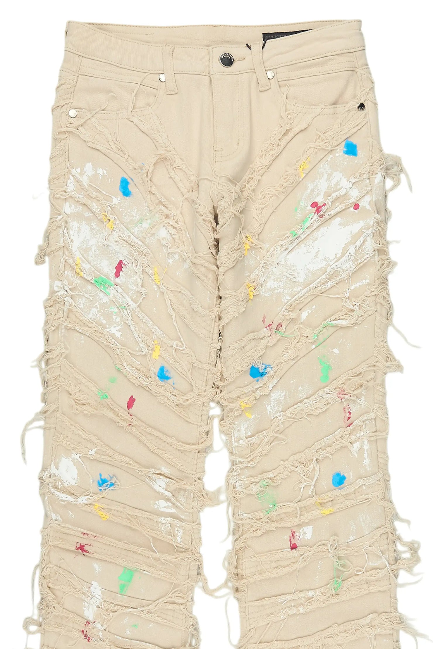 Boys Charly 2.0 Beige Stacked Painter Flare Jean