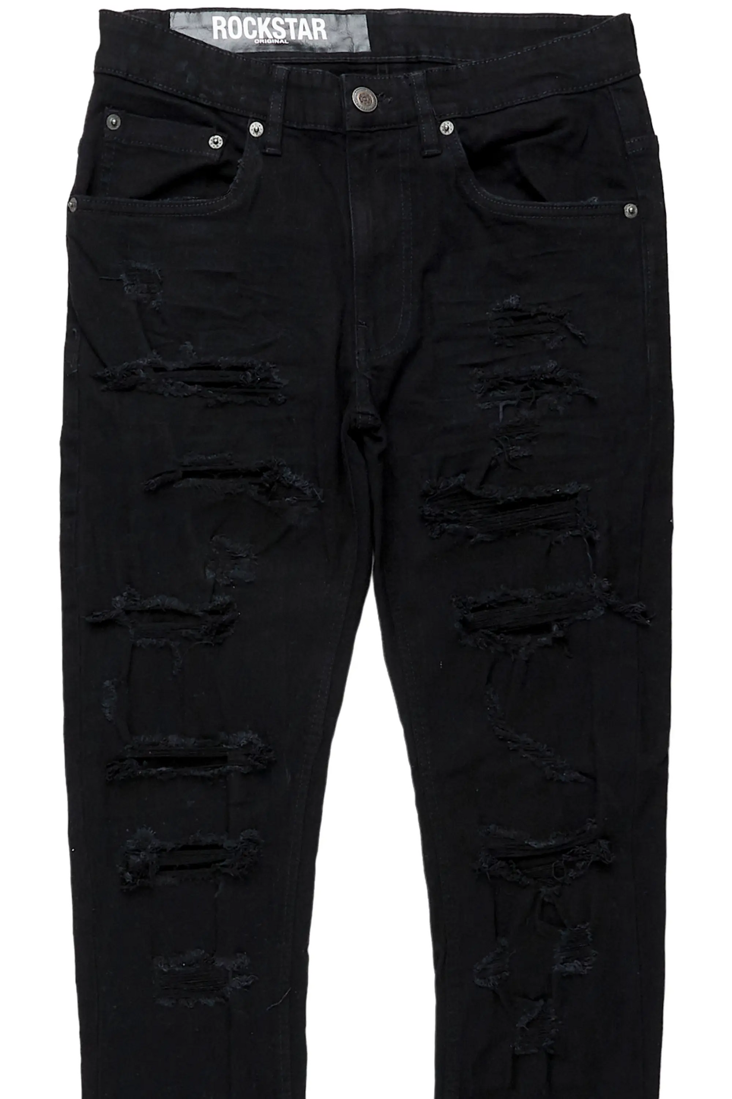 Gaines Black Ripped Slim Straight Jean