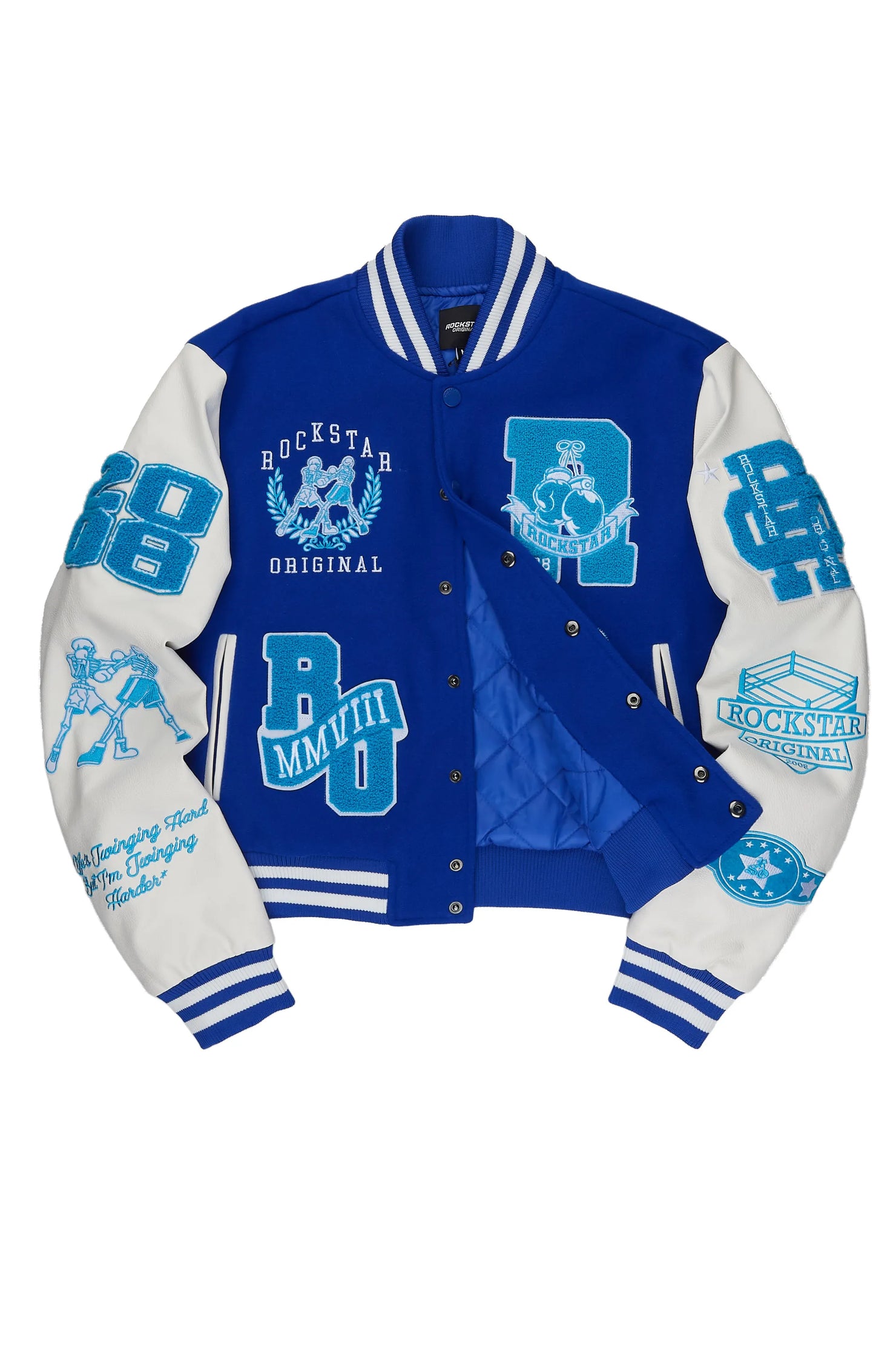 Yvonna Royal Blue/White Oversized Varsity Jacket