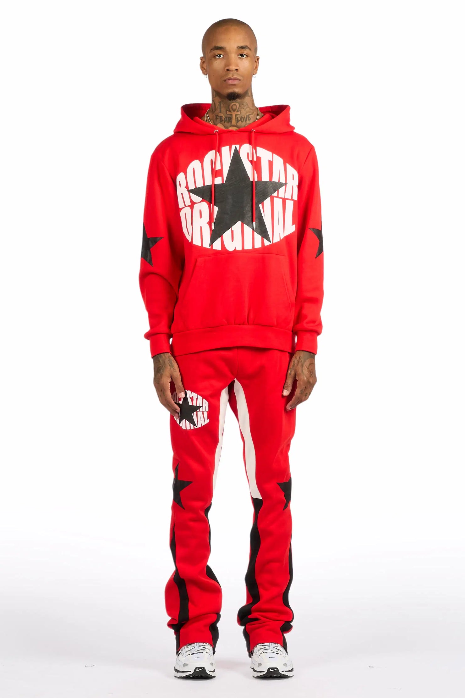 States Red/Black Hoodie Stacked Flare Track Set