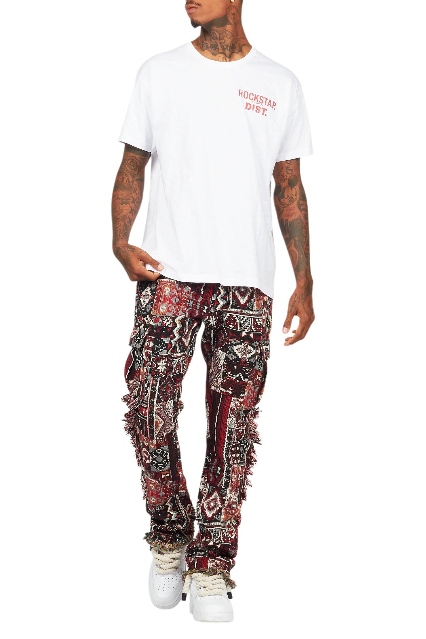 Ayami Black/Multi Slim Tapestry Flare Jean