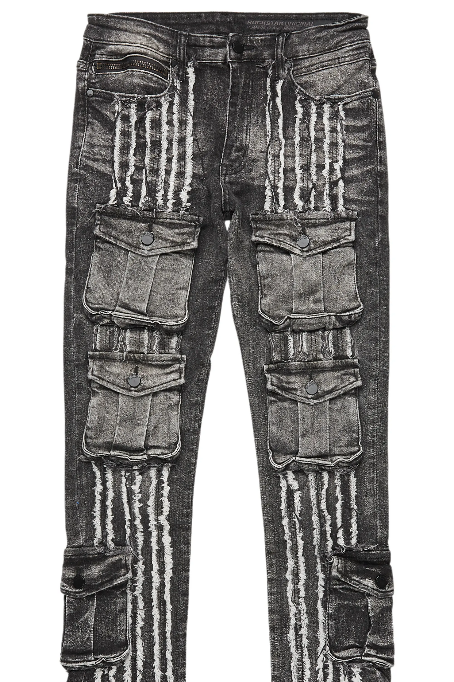 Frey Black Stacked Flare Jean