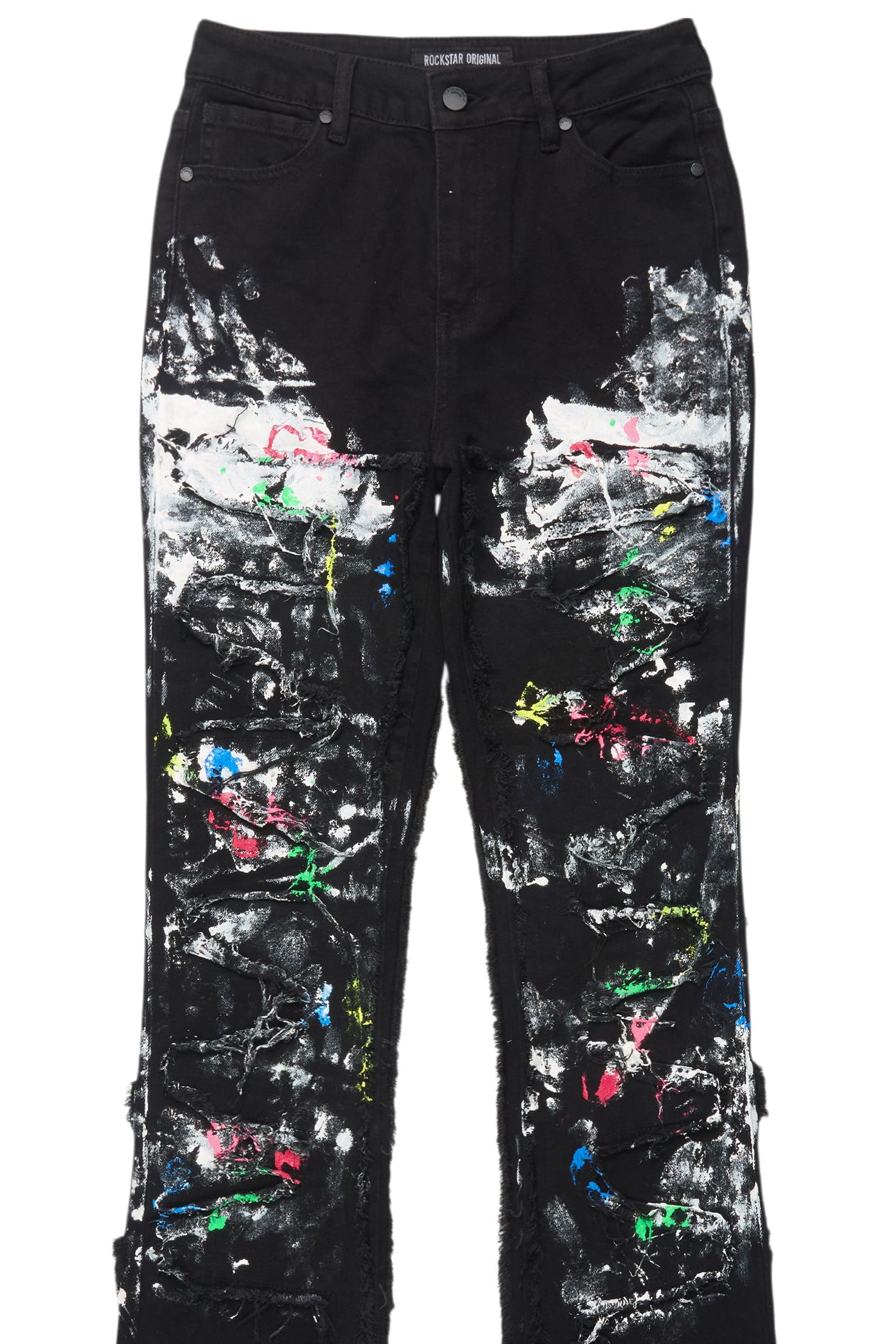 Raeshell Black Painted Stacked Jean