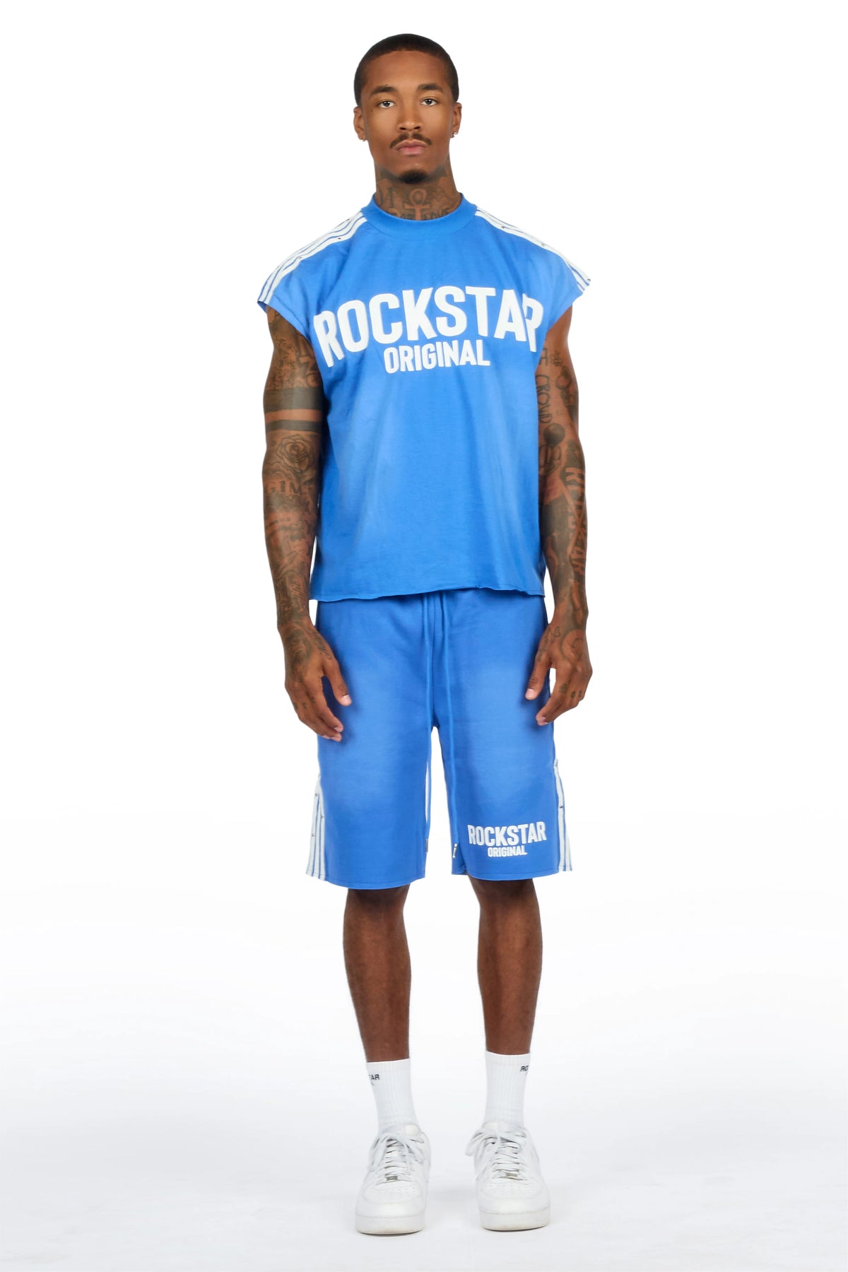 Gulis Royal Rhinestone Cut Sleeve T-Shirt Short Set