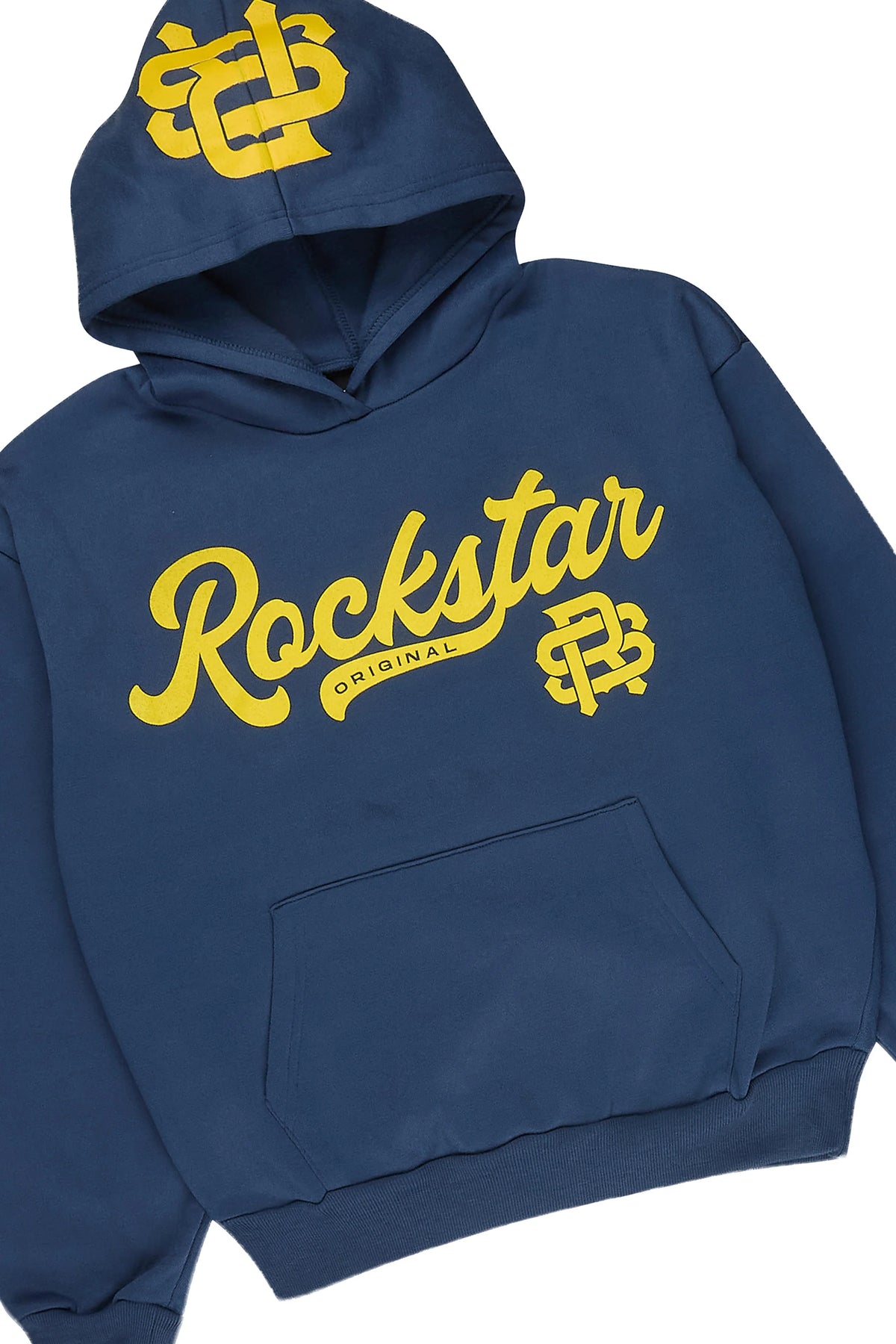 Boys Spany Navy/Mustard Hoodie Stacked Track Set