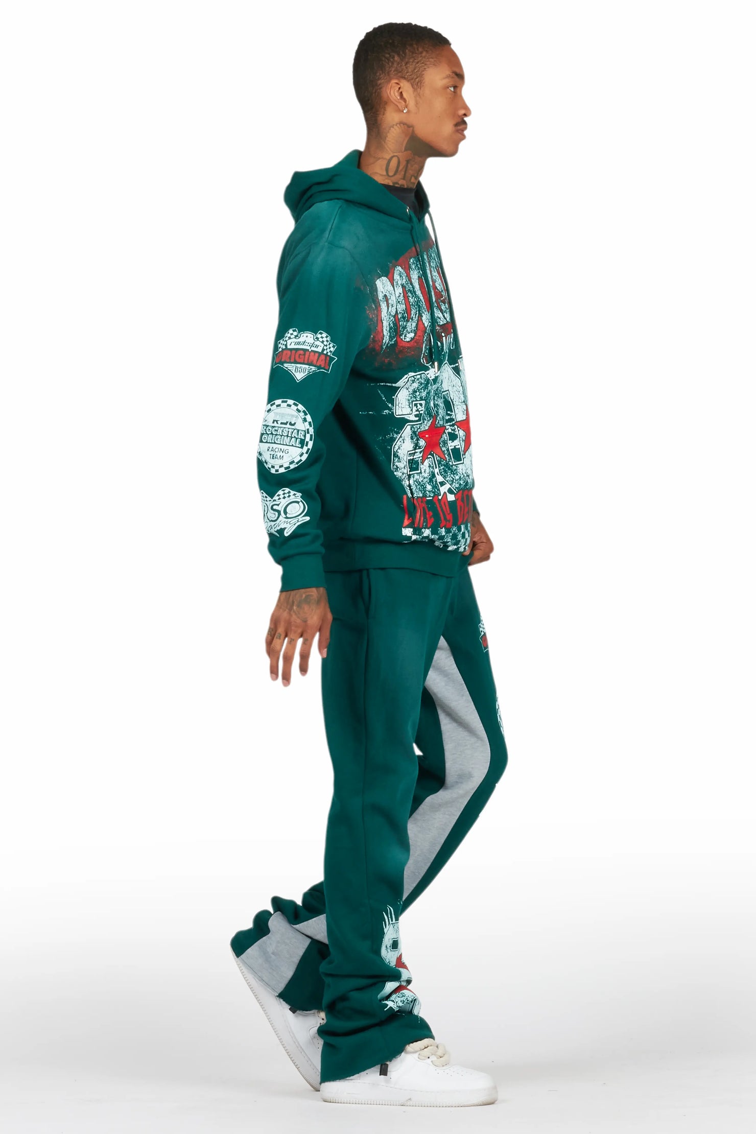 Racing Grung Dark Green Hoodie/Baggy Track Pant Set