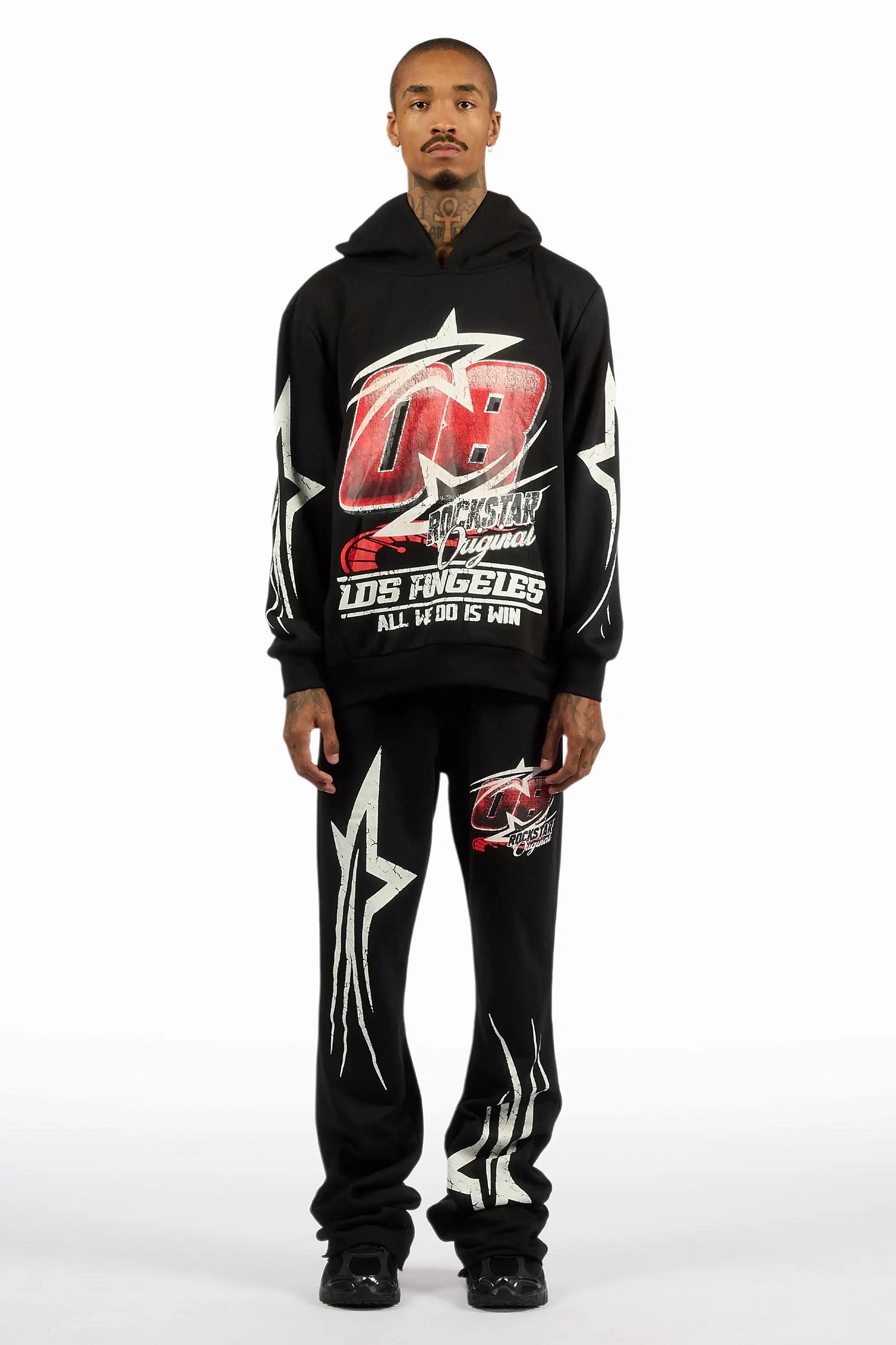 Kastell Black Hoodie/Stacked Pant Track Set