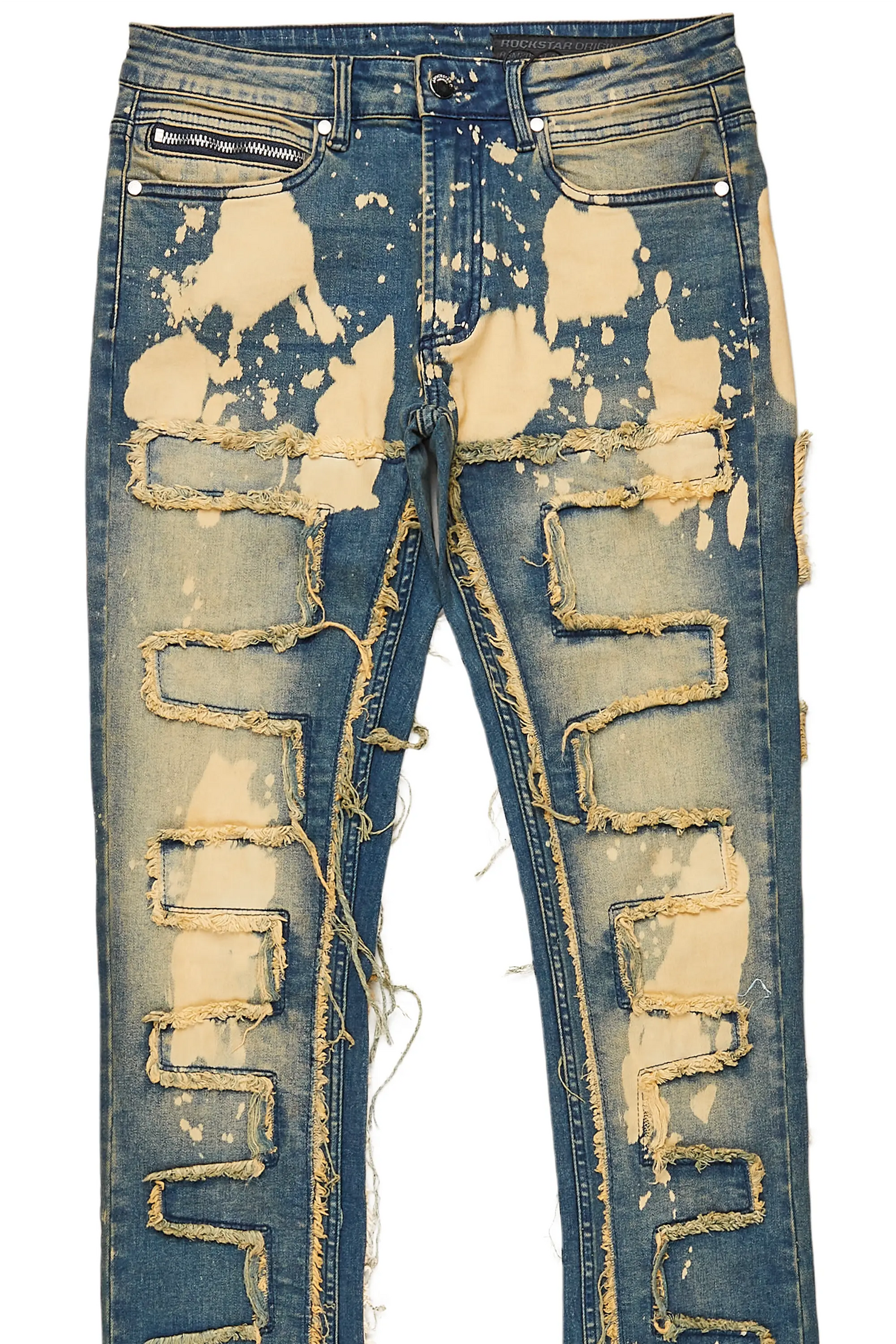 Laban Dirty Blue Bleach Stacked Flare Jean