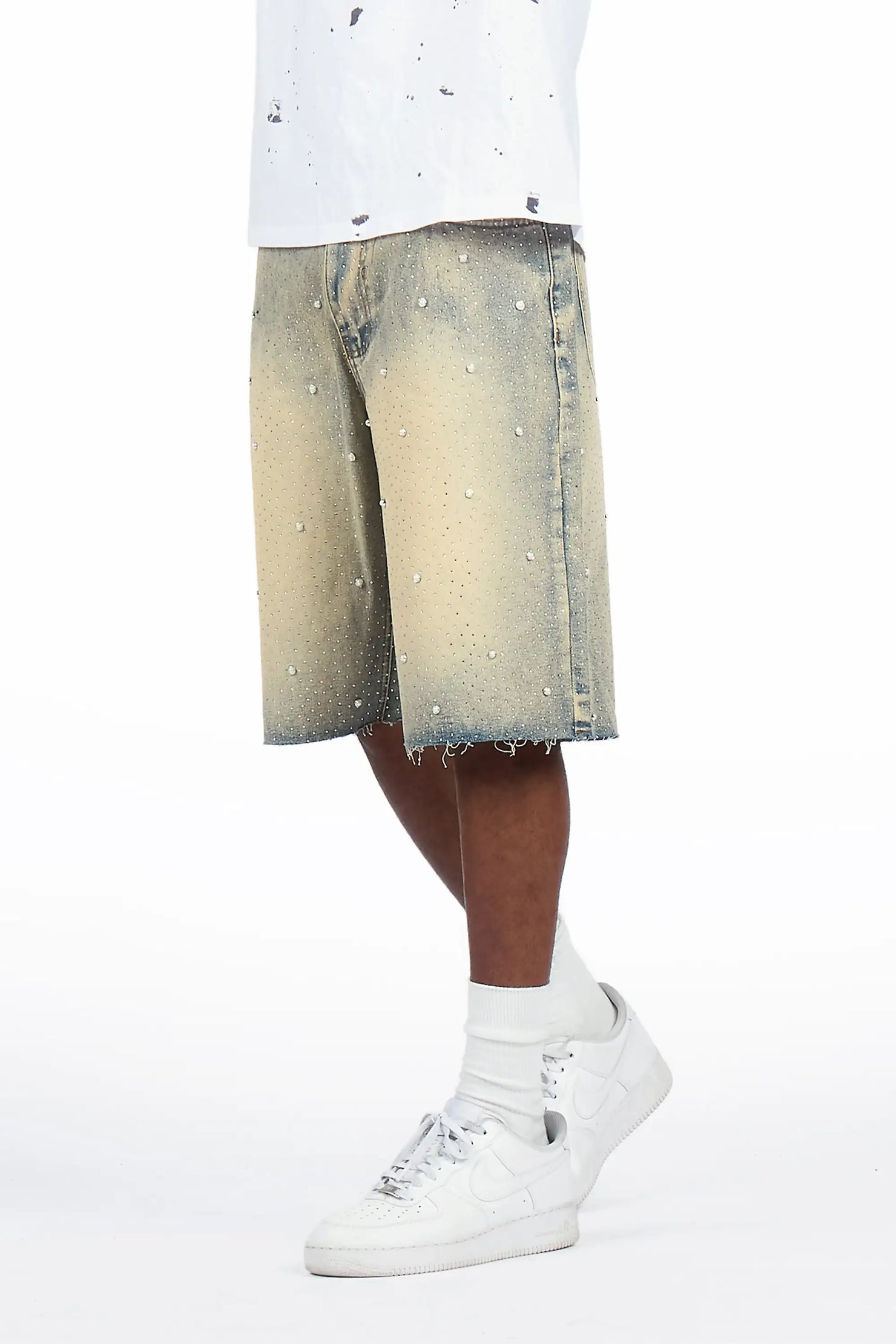 Rydell Blue Rhinestones Denim Short