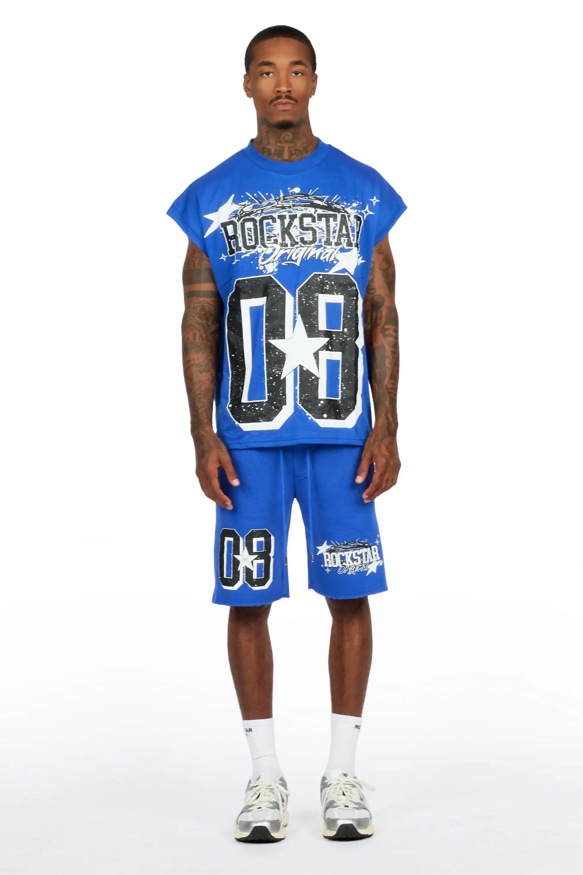 Allstar Cut Sleeve Royal/Black T-Shirt Short Set