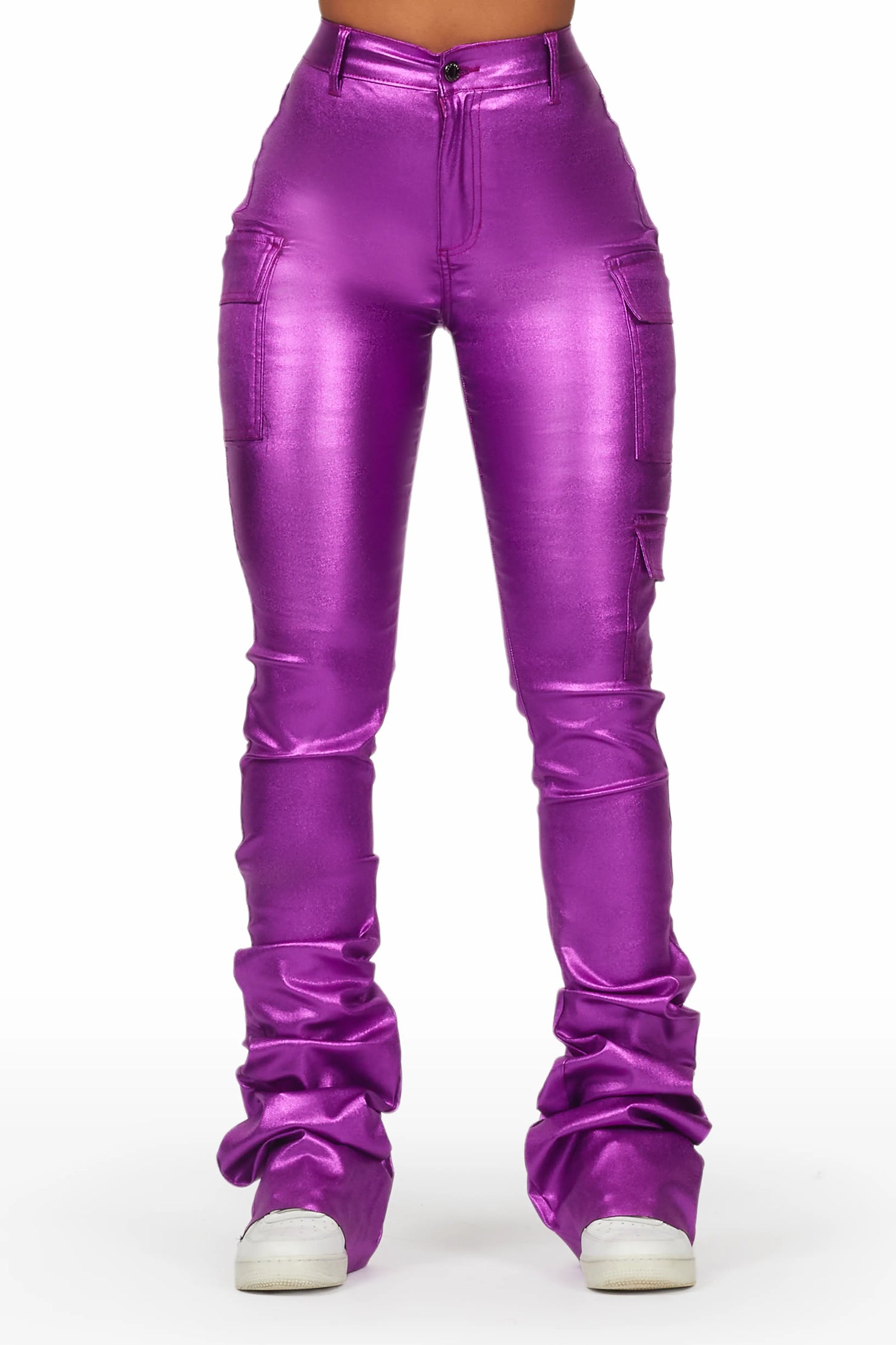 Vixen Metallic Purple Cargo Super Stacked Pant