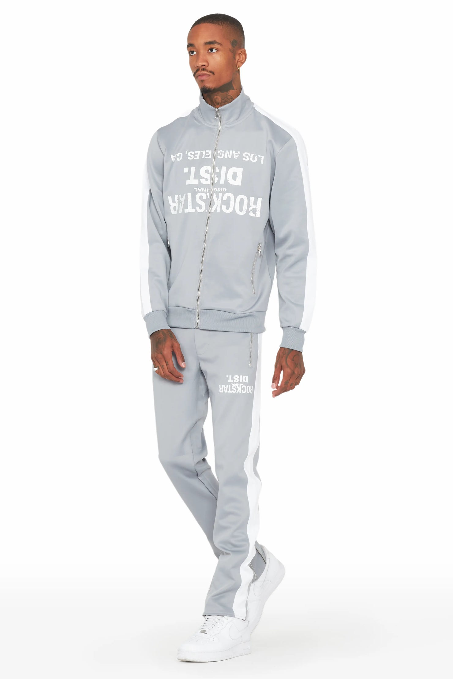 Dist. Town Grey Tricot Slim Fit Track Set