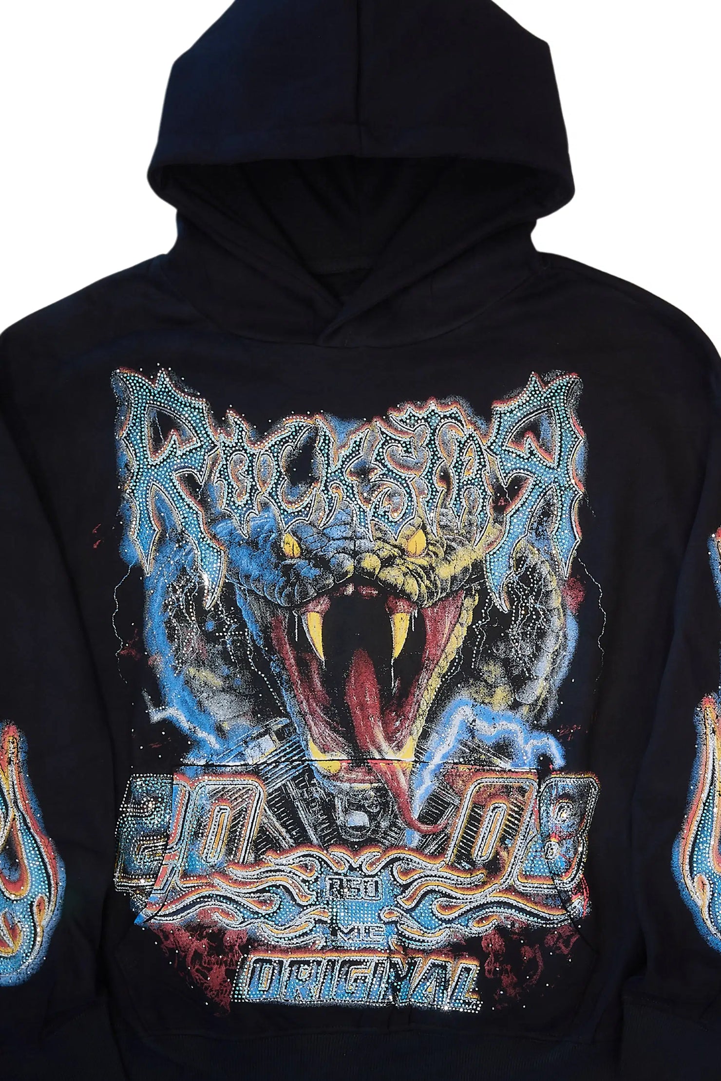 Rhylo Black Rhinestone Oversized Hoodie