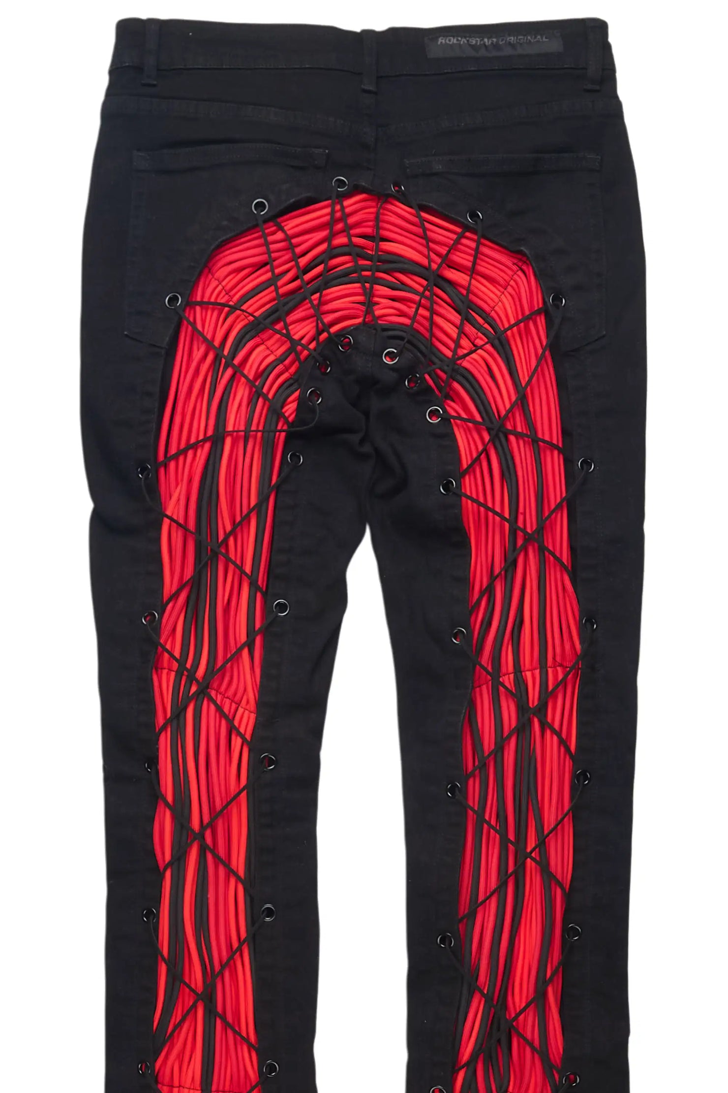 Otto Black/Red Stacked Flare Jean