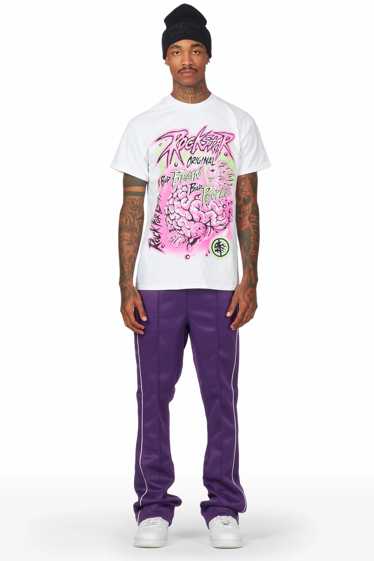 Braindead Purple/White T-Shirt/Stacked Track Set