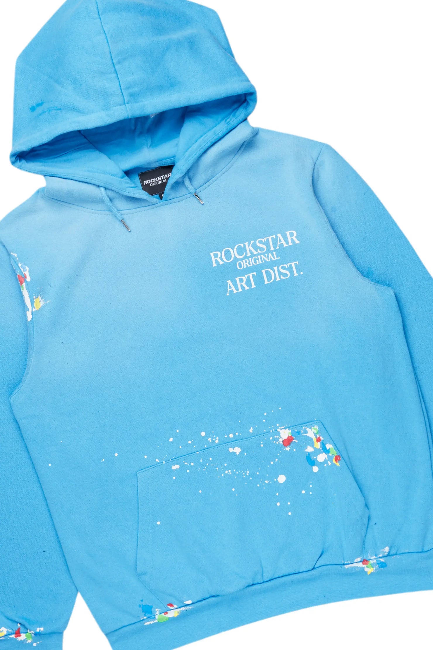 Rockstar Art Dist. Blue/White Hoodie/Stacked Flare Pant Set