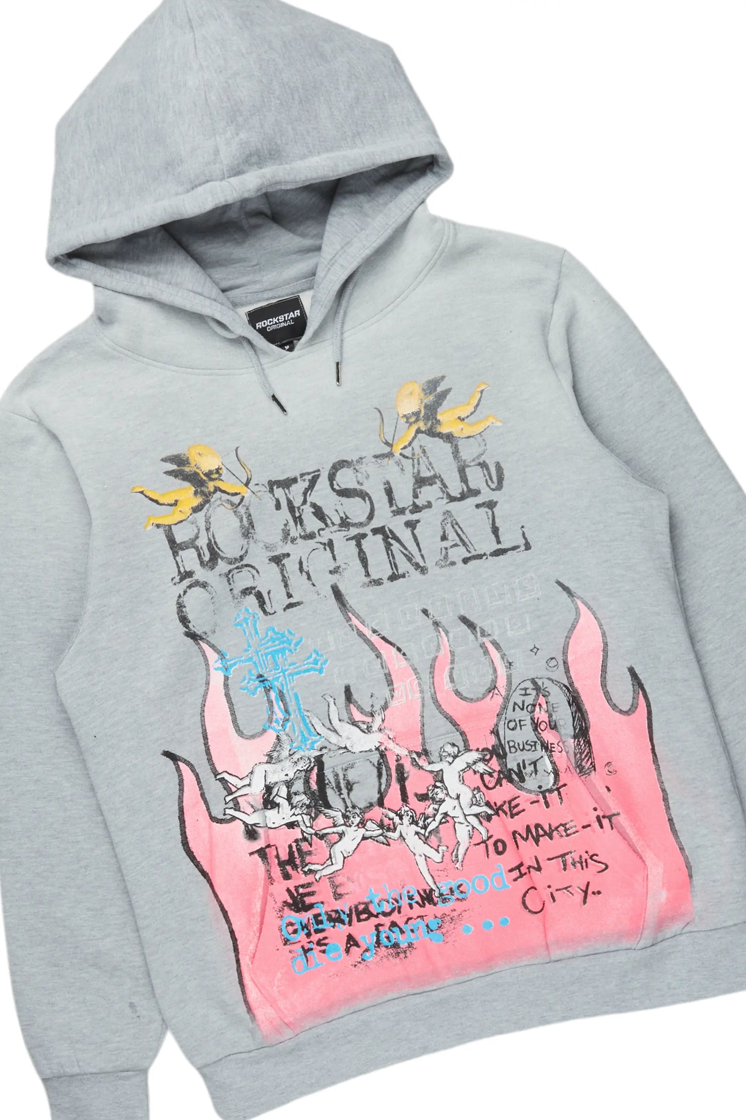 Boone Heather Grey Super Stacked Hoodie Track Set