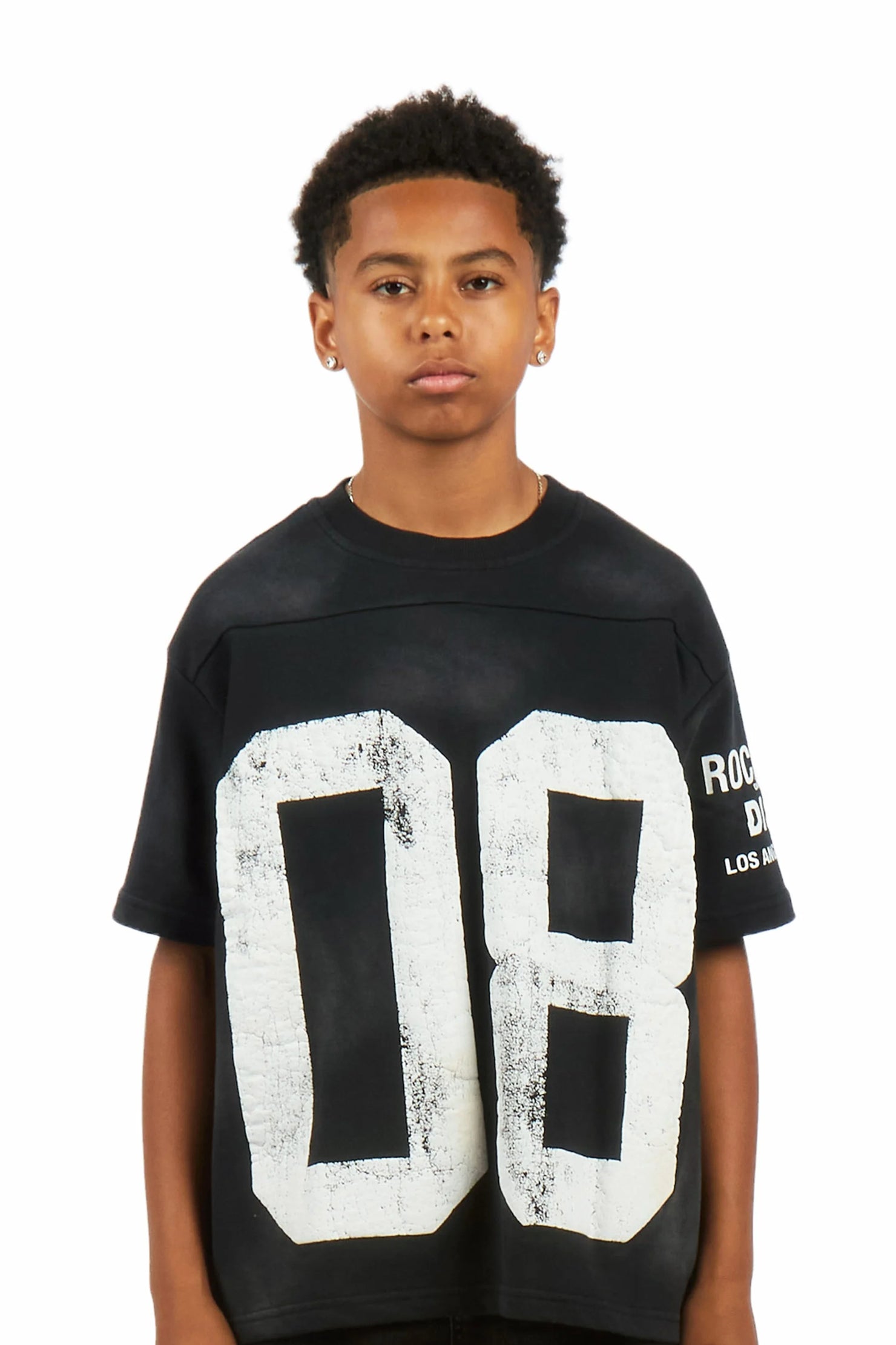 Boys Outline Black French Terry T-Shirt