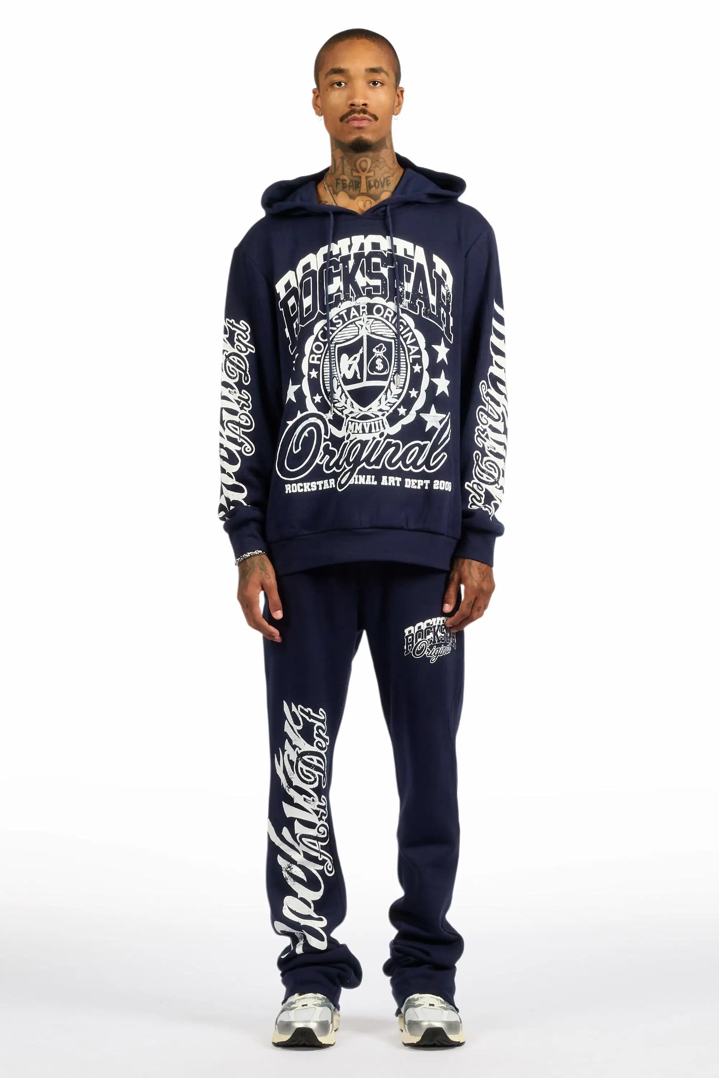 Blazon Navy/White Hoodie/Stacked Pant Track Set
