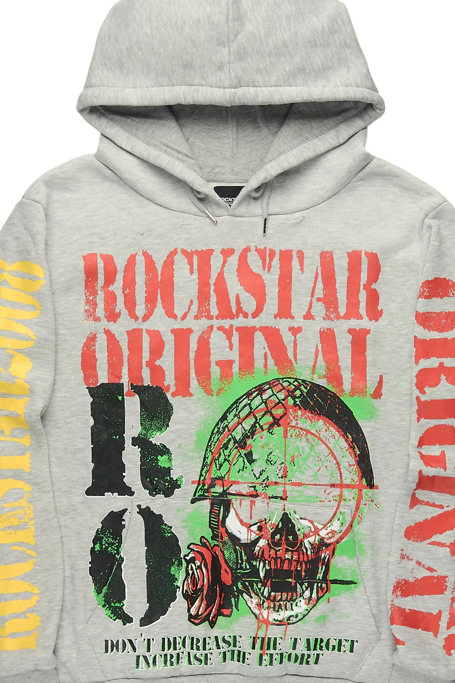 Kilshot Romance Grey Distressed Graphic Hoodie