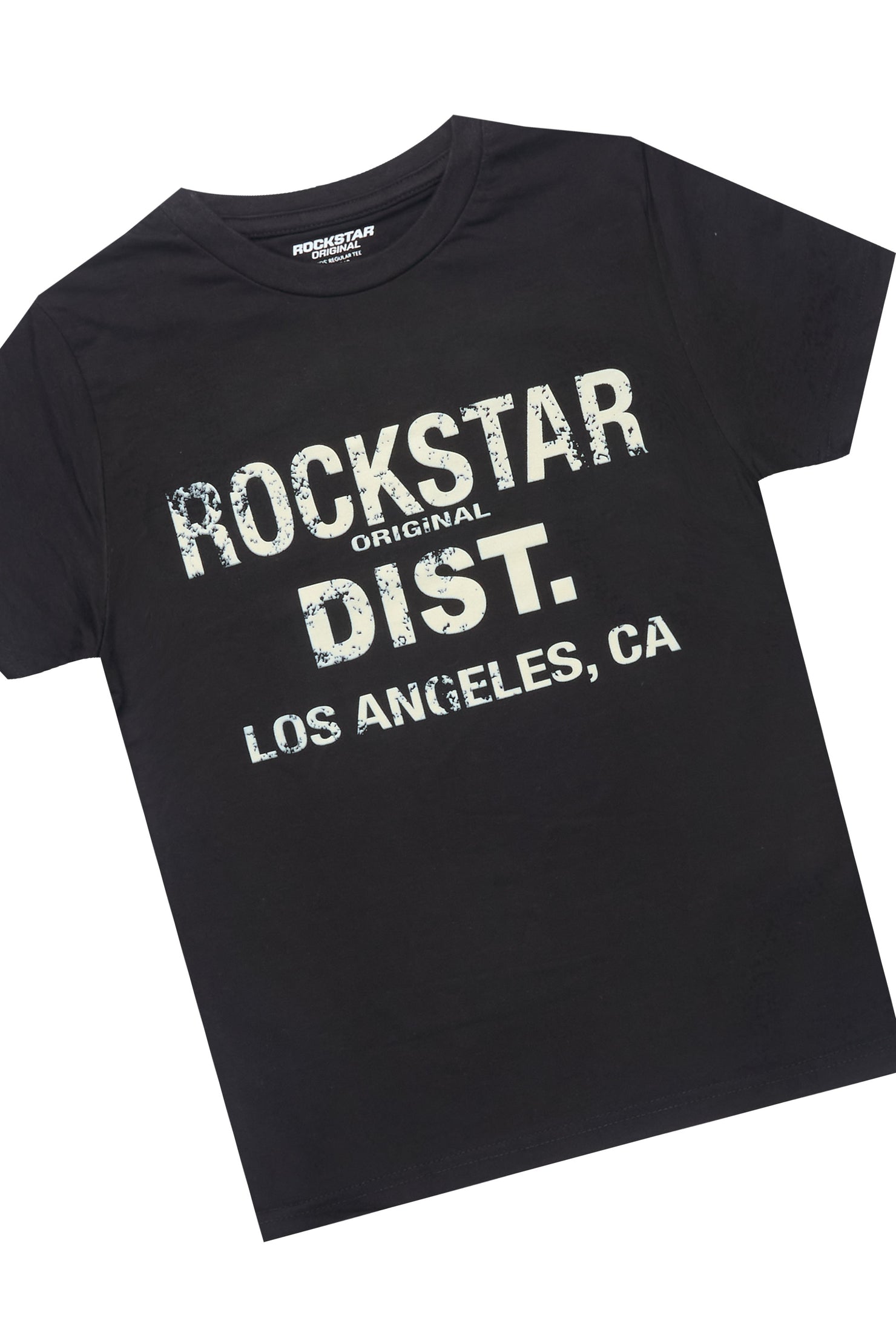 Boys Lake Black/Beige T-Shirt/Dag Dark Grey Stacked Flare Jean Set