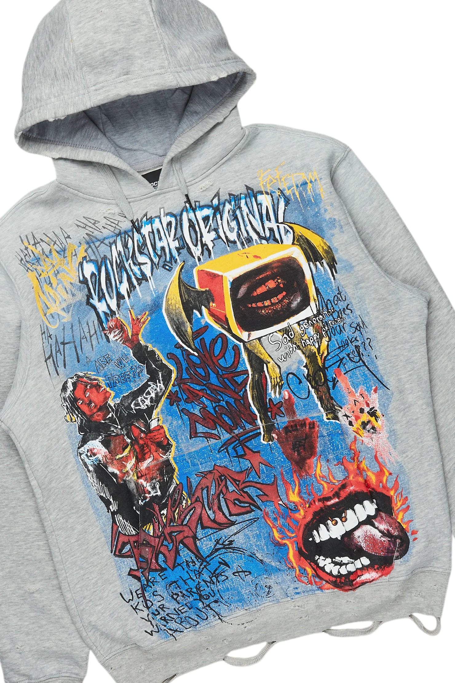 Yooz Grey/Blue Hoodie & Jan Stacked Flare Jean Bundle