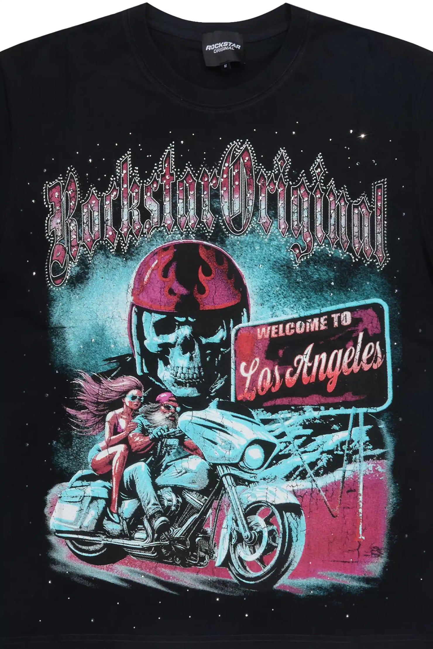 Yarri Black Rhinestone Short Sleeve Tee