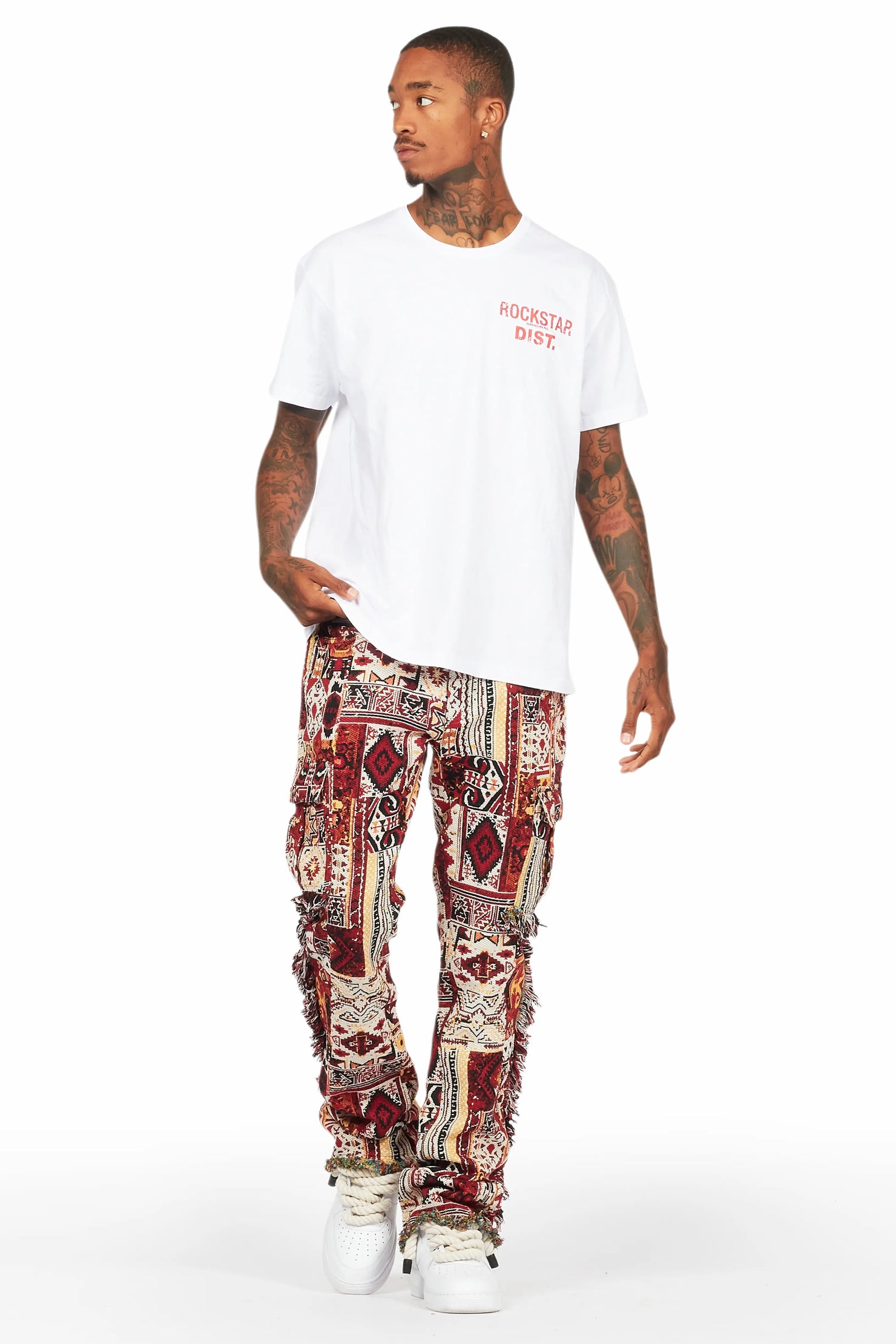 Ayami Pink Slim Tapestry Flare Jean