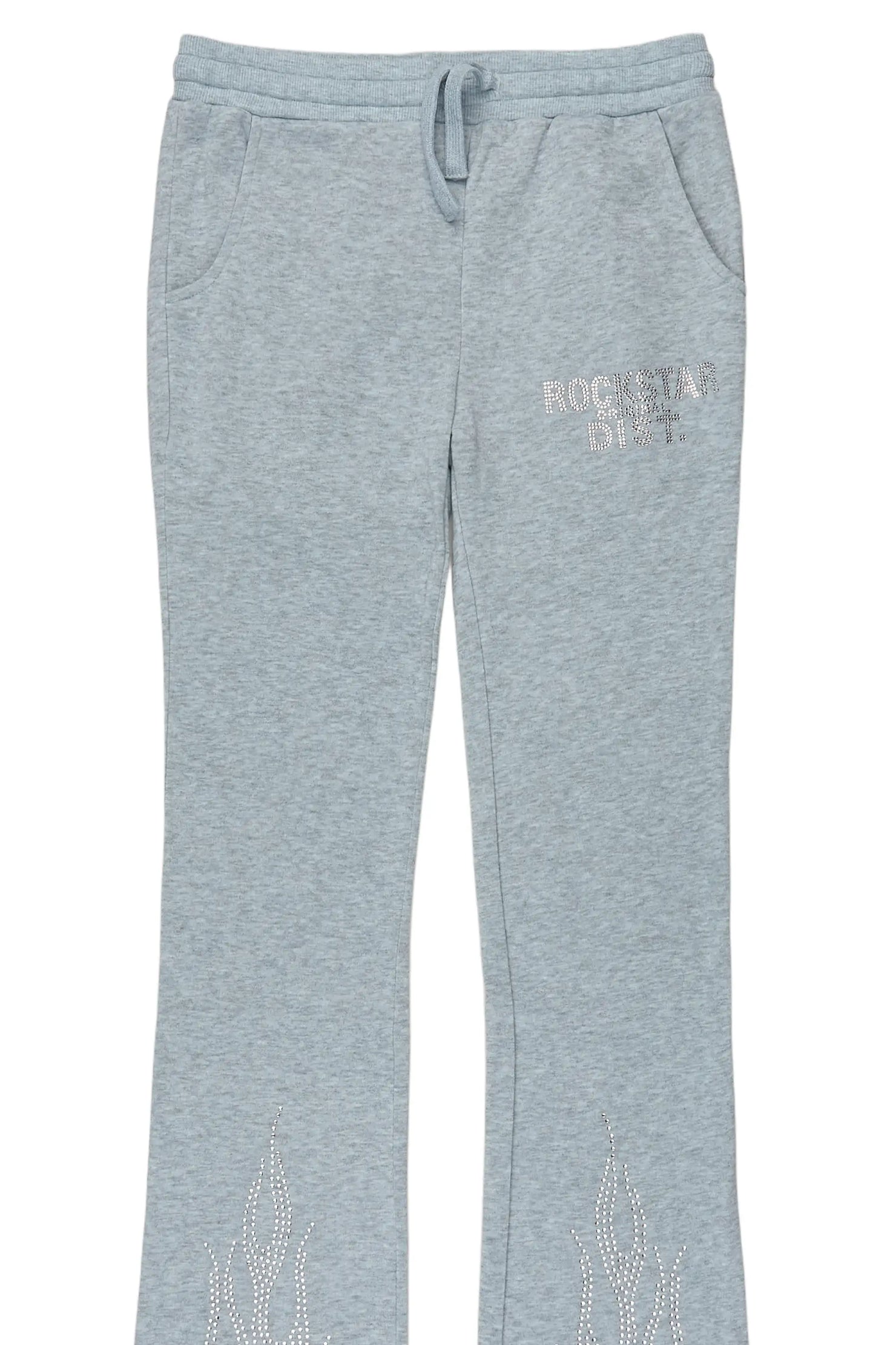 Boys Anastesio Heather Grey Rhinestone Stacked Track Pant