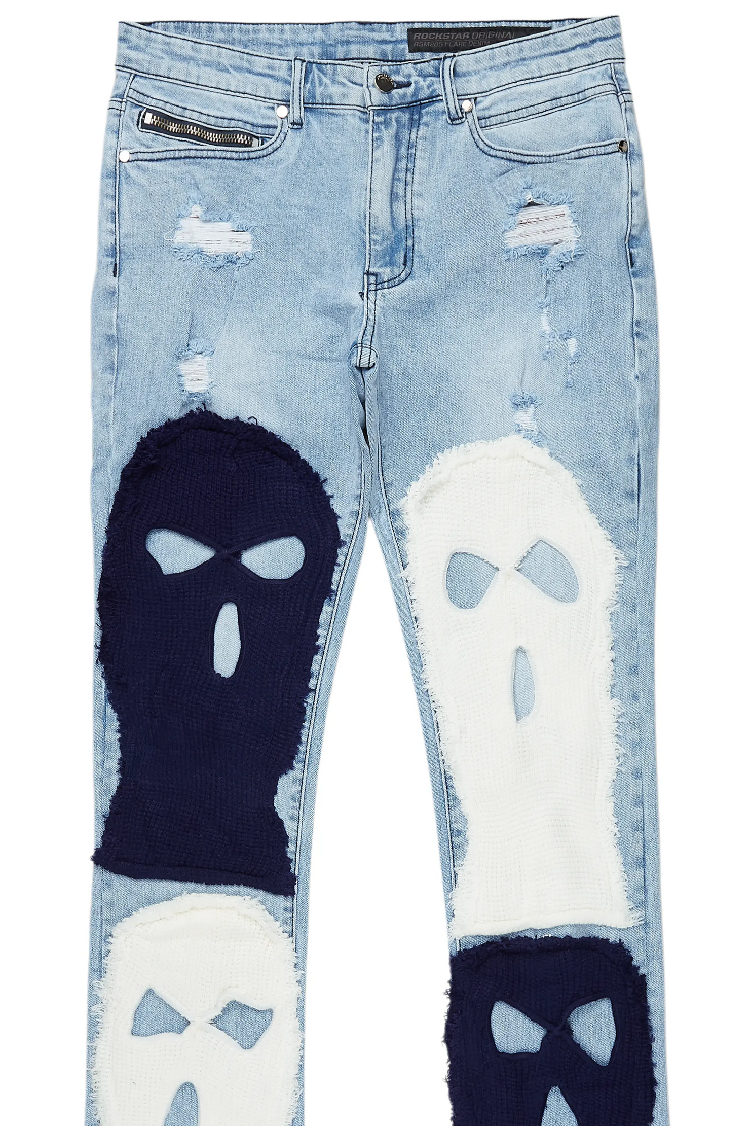 Destry Blue Patchwork Stacked Flare Jean