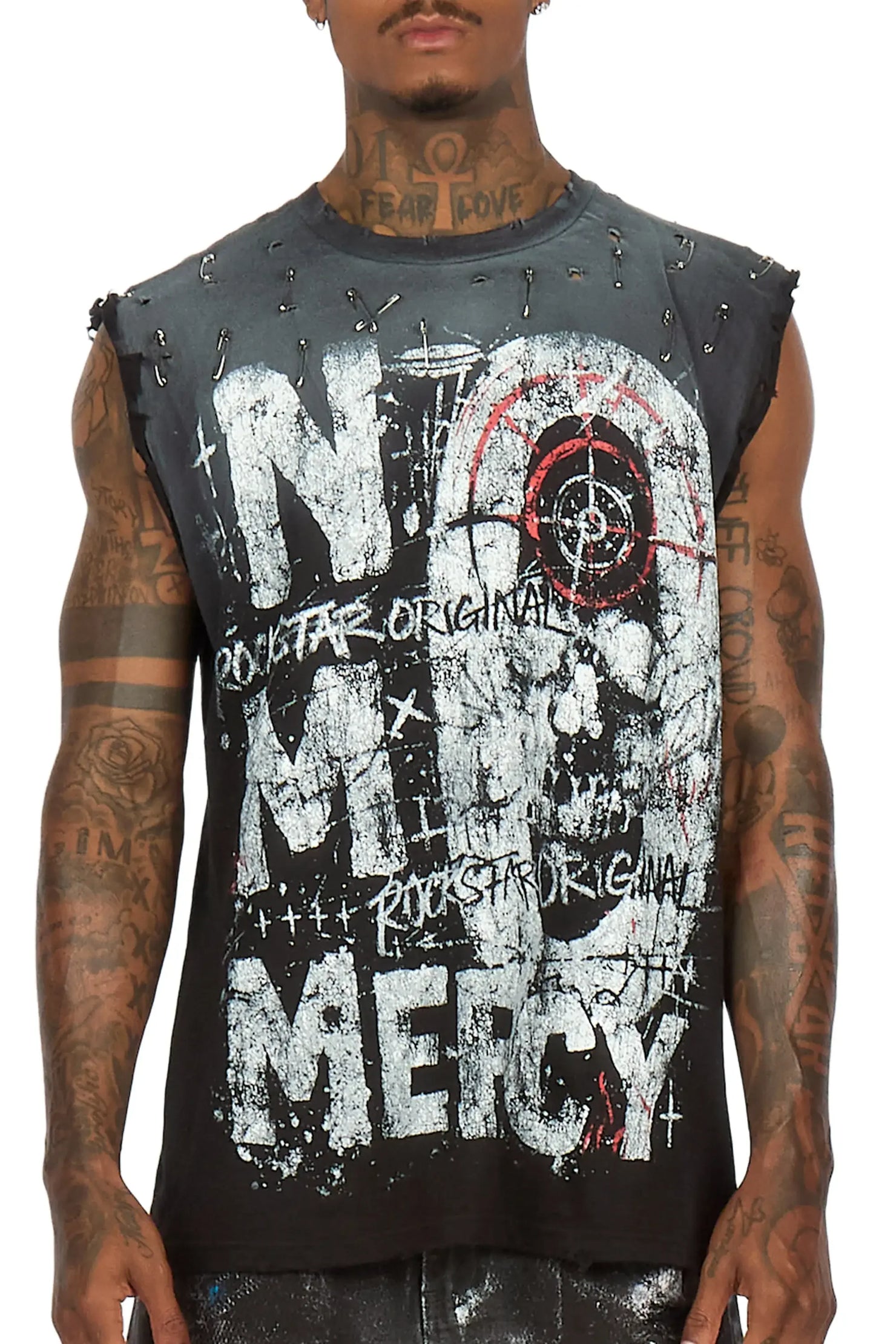 Berro Black Oversized Cut Off T-Shirt