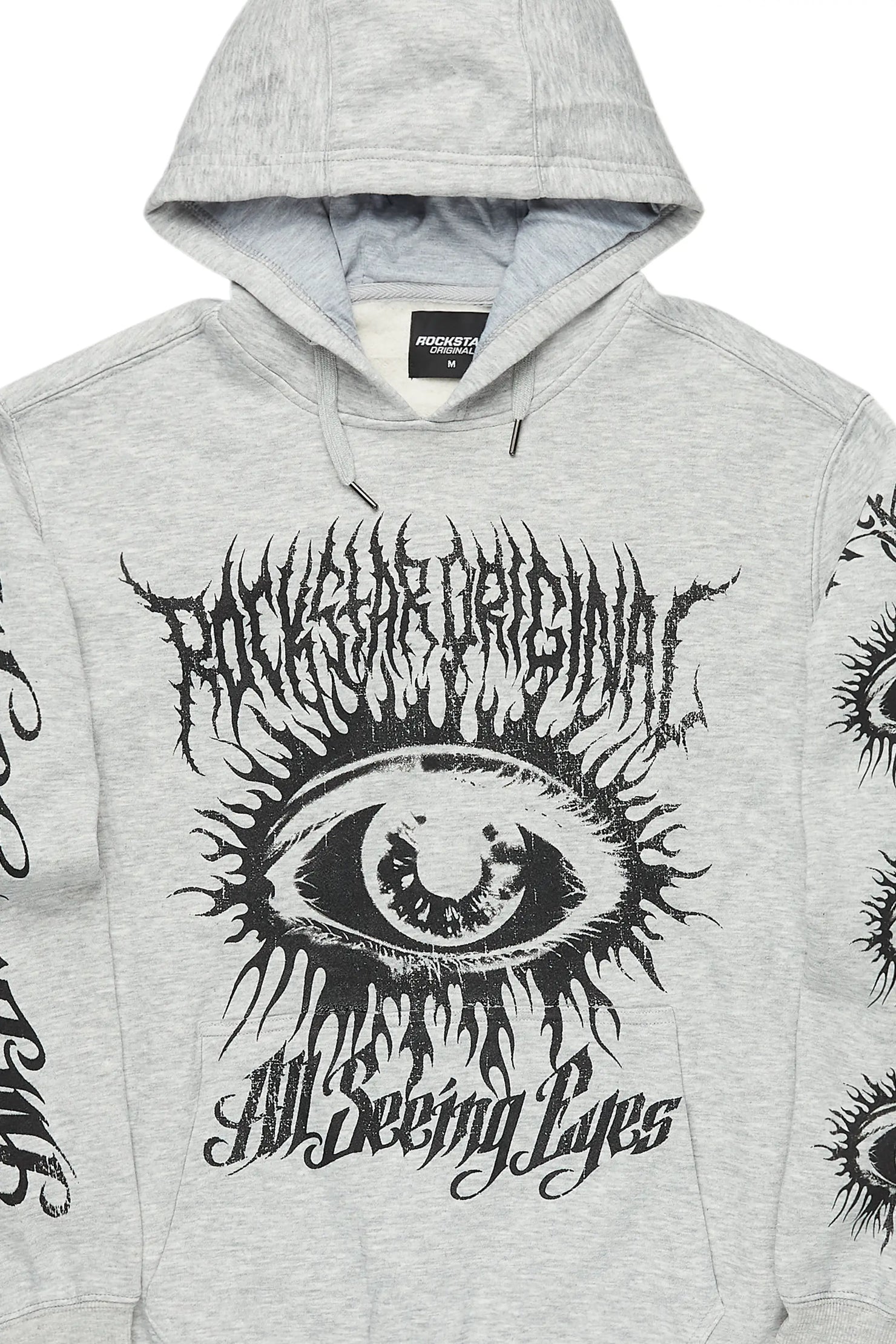 All Seeing Eyes Heather Grey Graphic Relaxed Hoodie