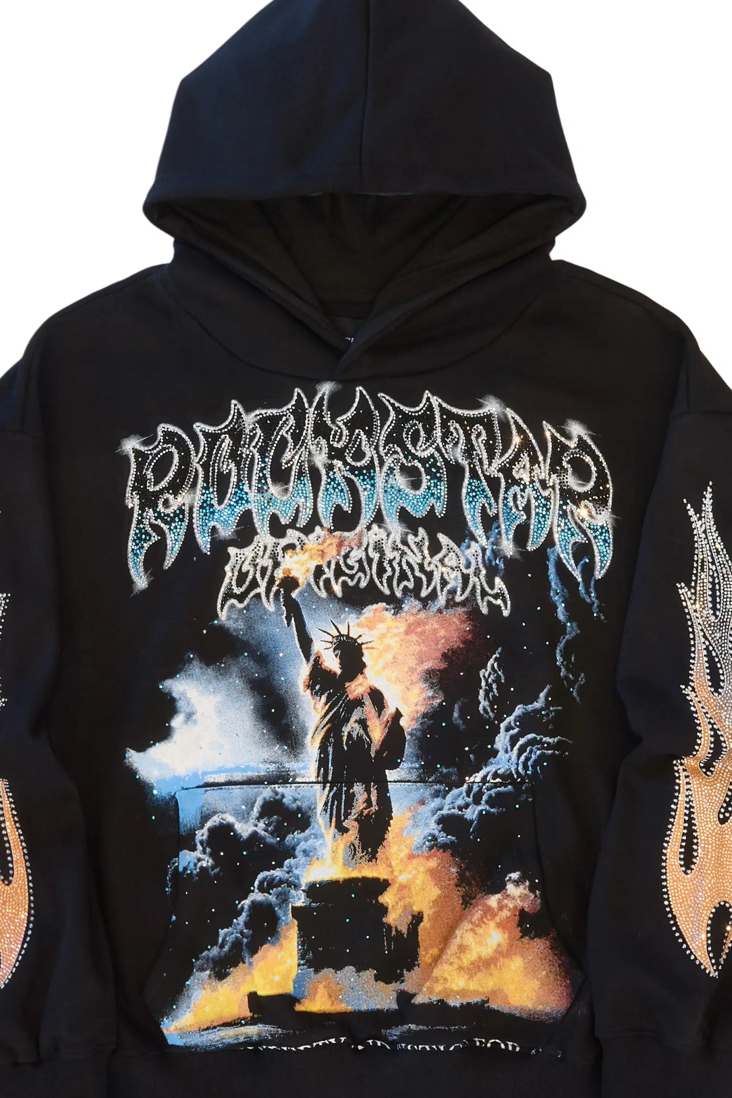 Liberta Black Rhinestone Oversized Hoodie