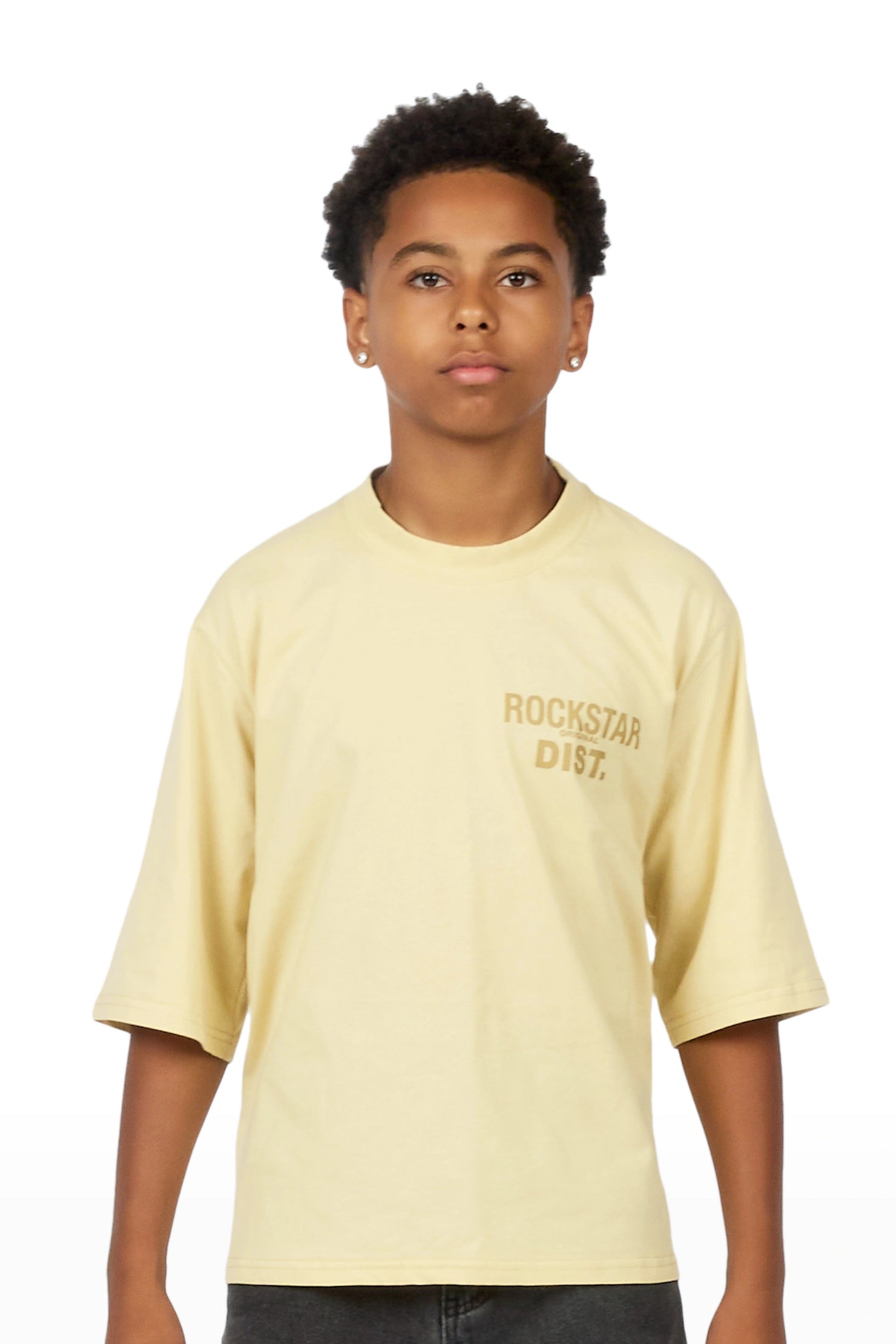Boys Jolan Beige Boxy T-Shirt