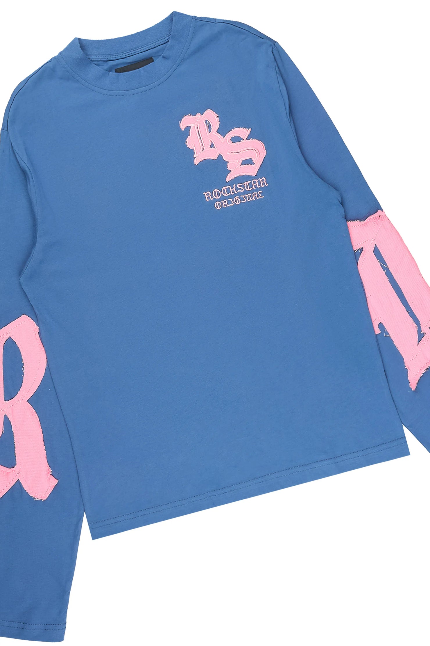 Girls Shironda Navy/Pink Long Sleeve Stacked Track Set