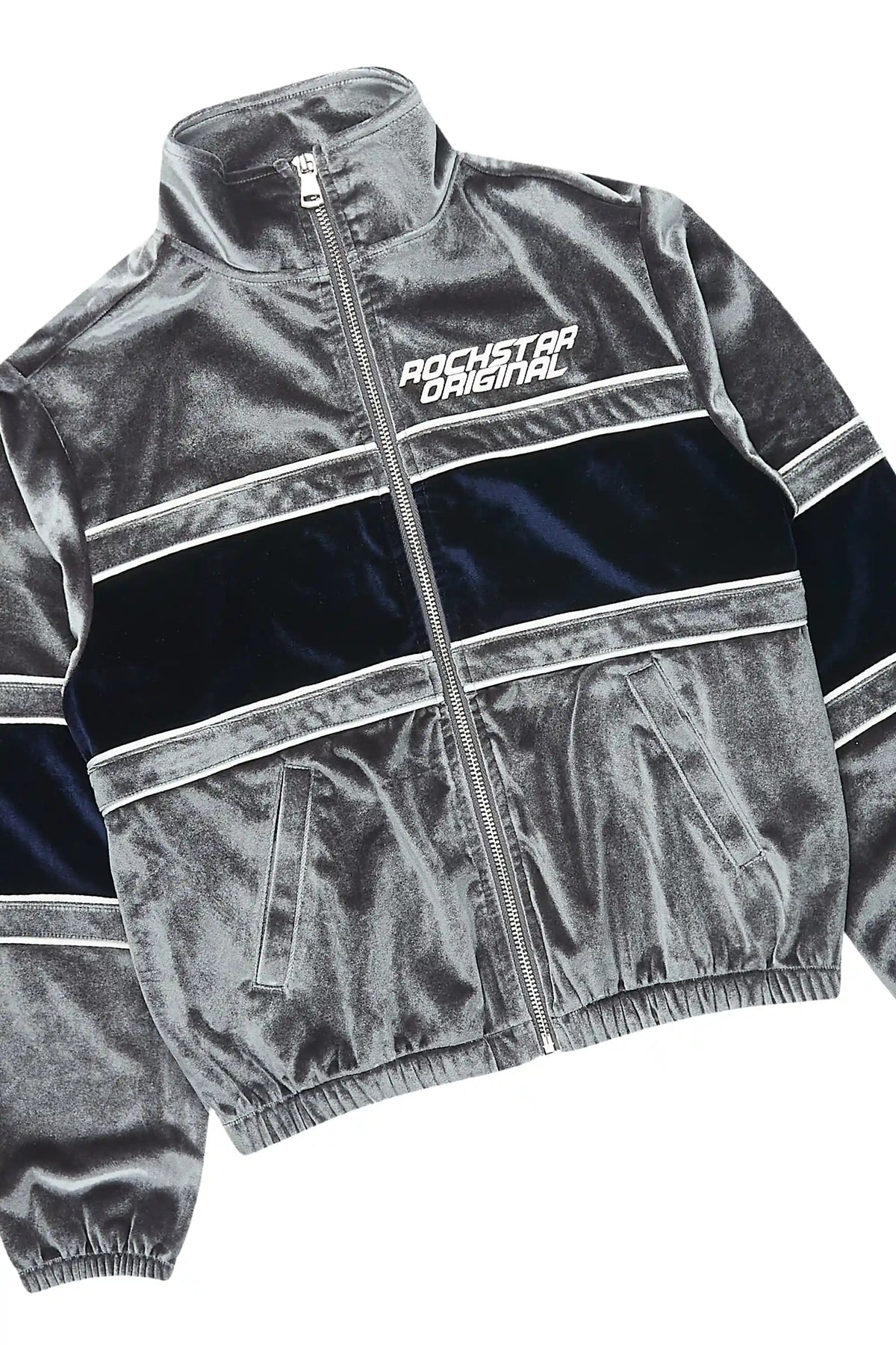 Boys Angeleaux Slate/Navy Zip Up Velour/Baggy Pant Track Set