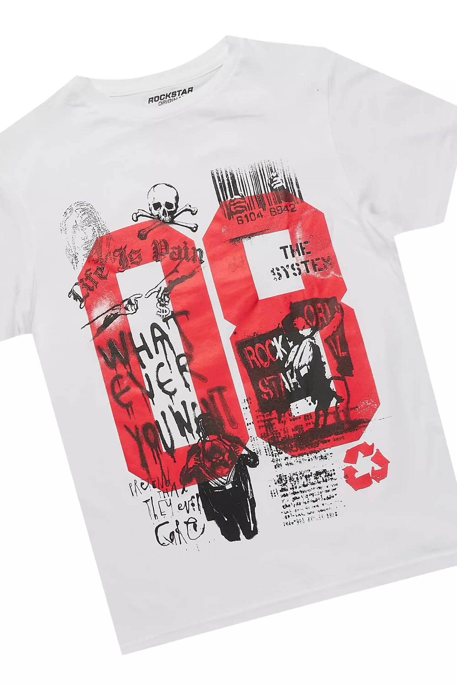 Girls Kammy White/Blue T-Shirt/Denim Short Set