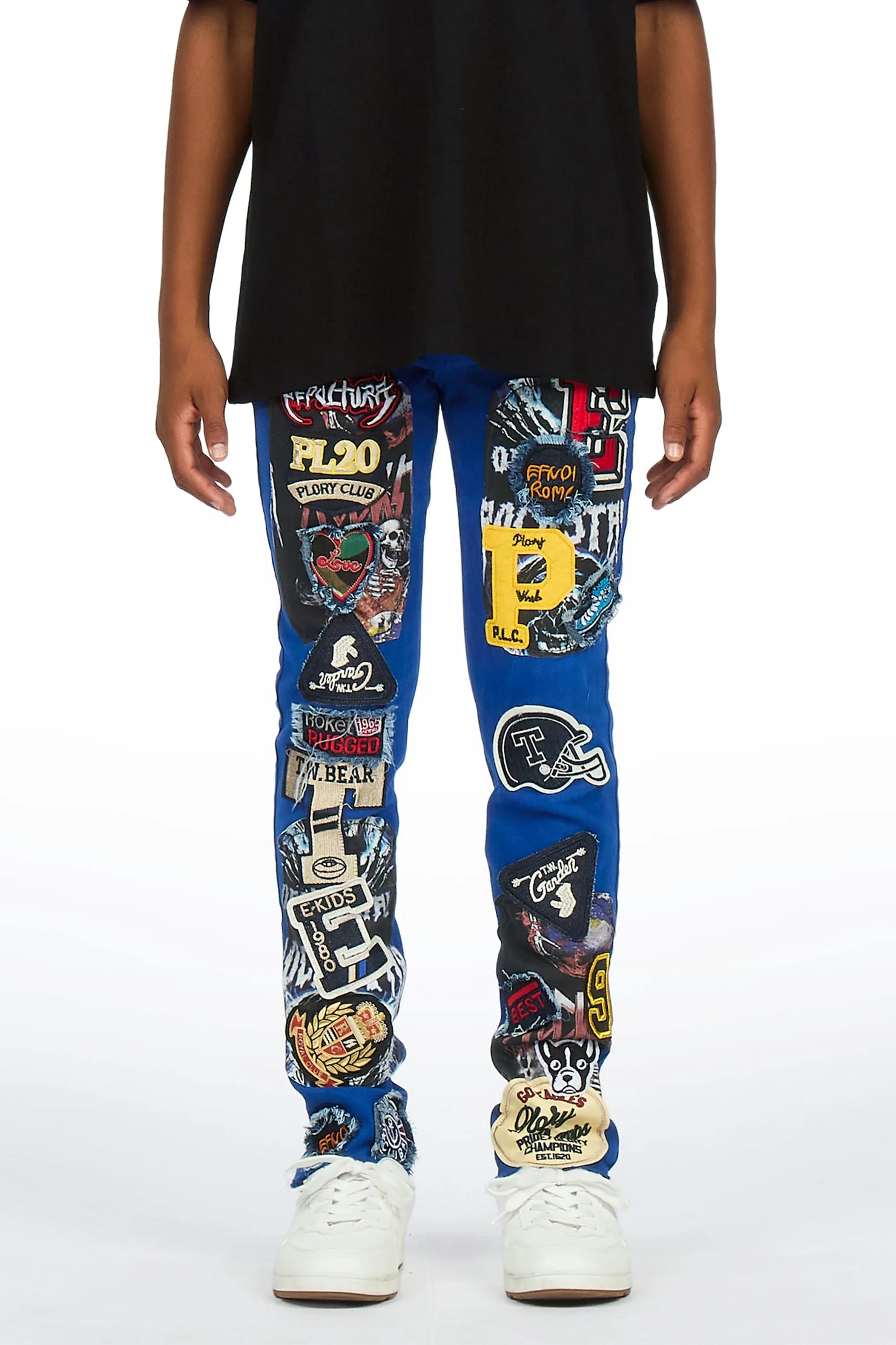 Boys Espen Royal Blue Slim Patchwork Jean