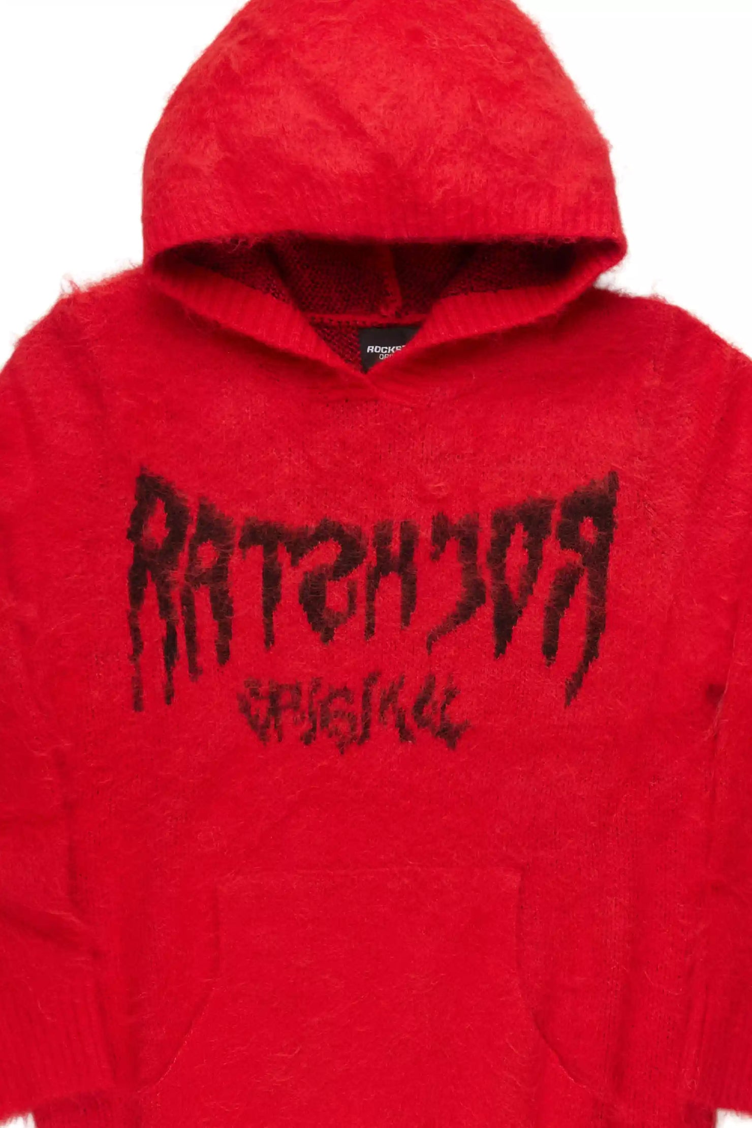 Andreas Red Reflected Graphic Knitted Hoodie