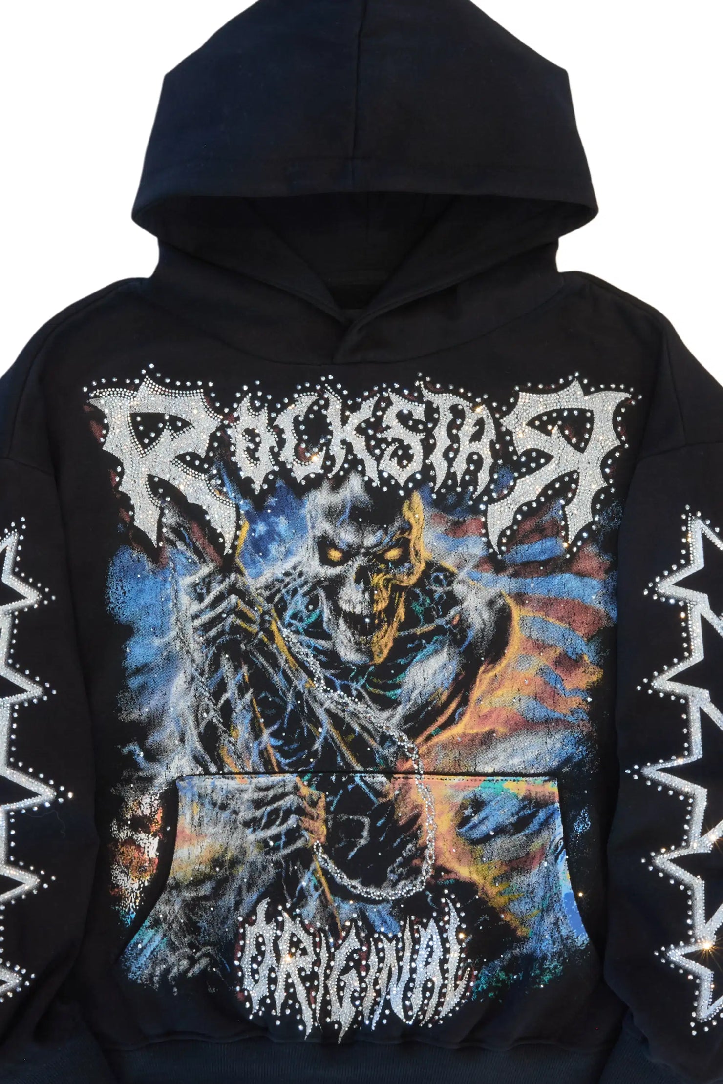 Krio Black Rhinestone Oversized Hoodie