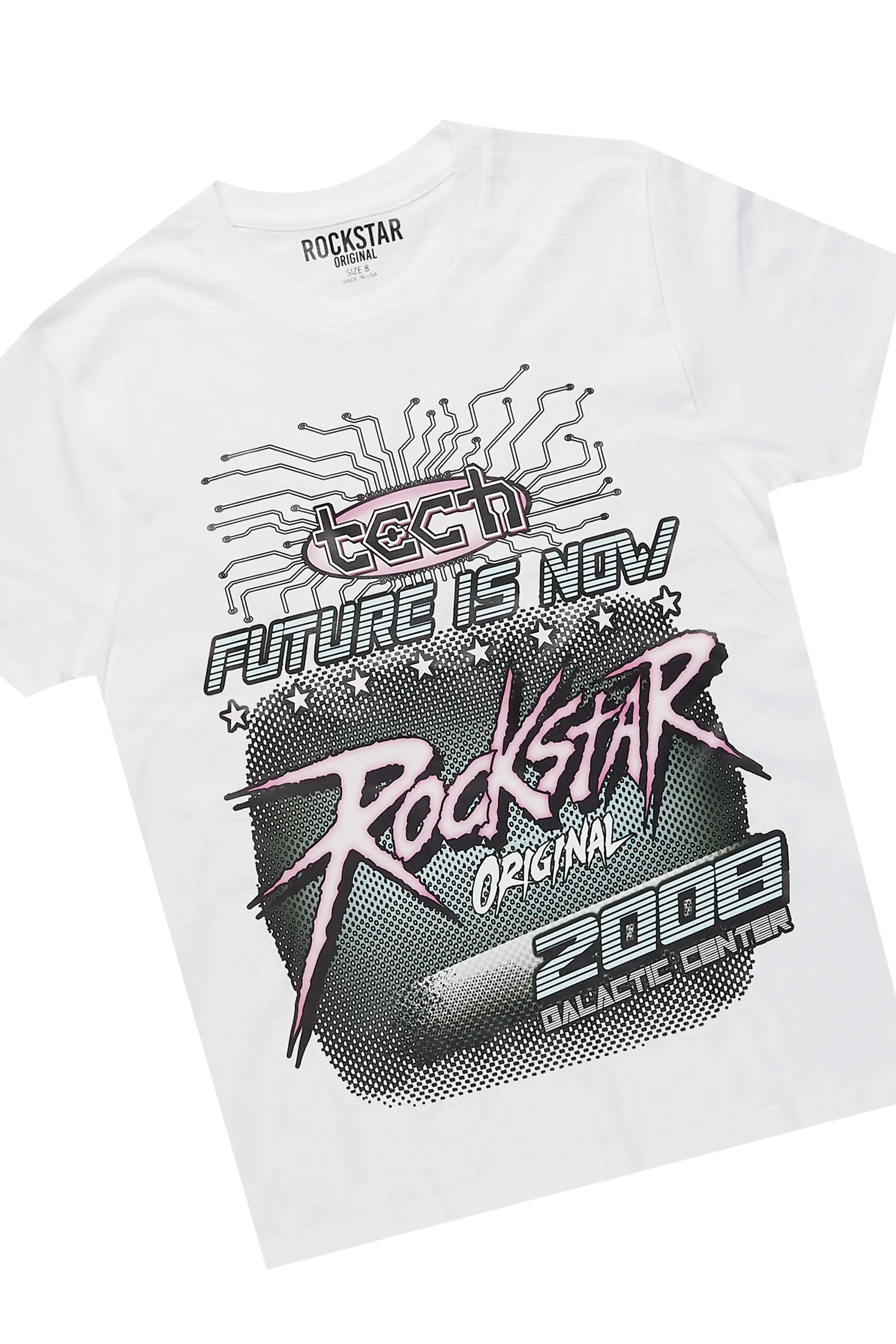 Girls Racing White T-Shirt/Baggy Fit Jean Set