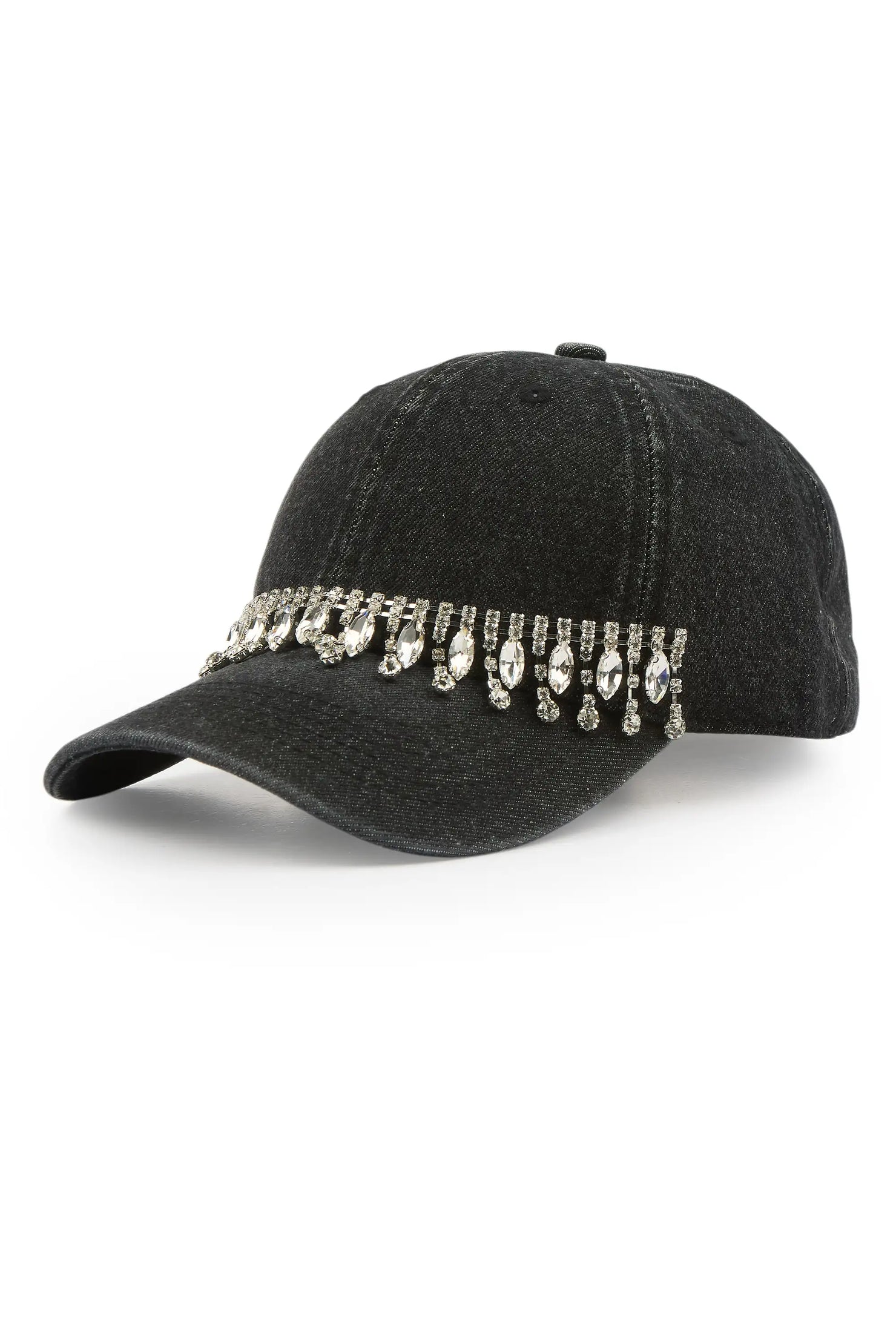 Alishaa Black Rhinestone Trucker Hat